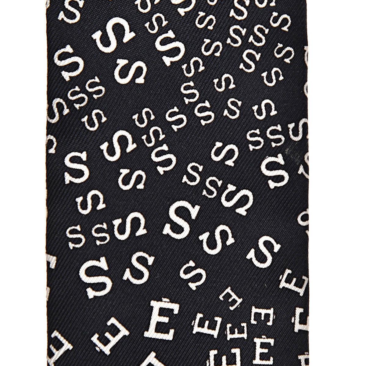 Women's or Men's HERMES silk SCATTERED LETTERS Twilly Scarf Black