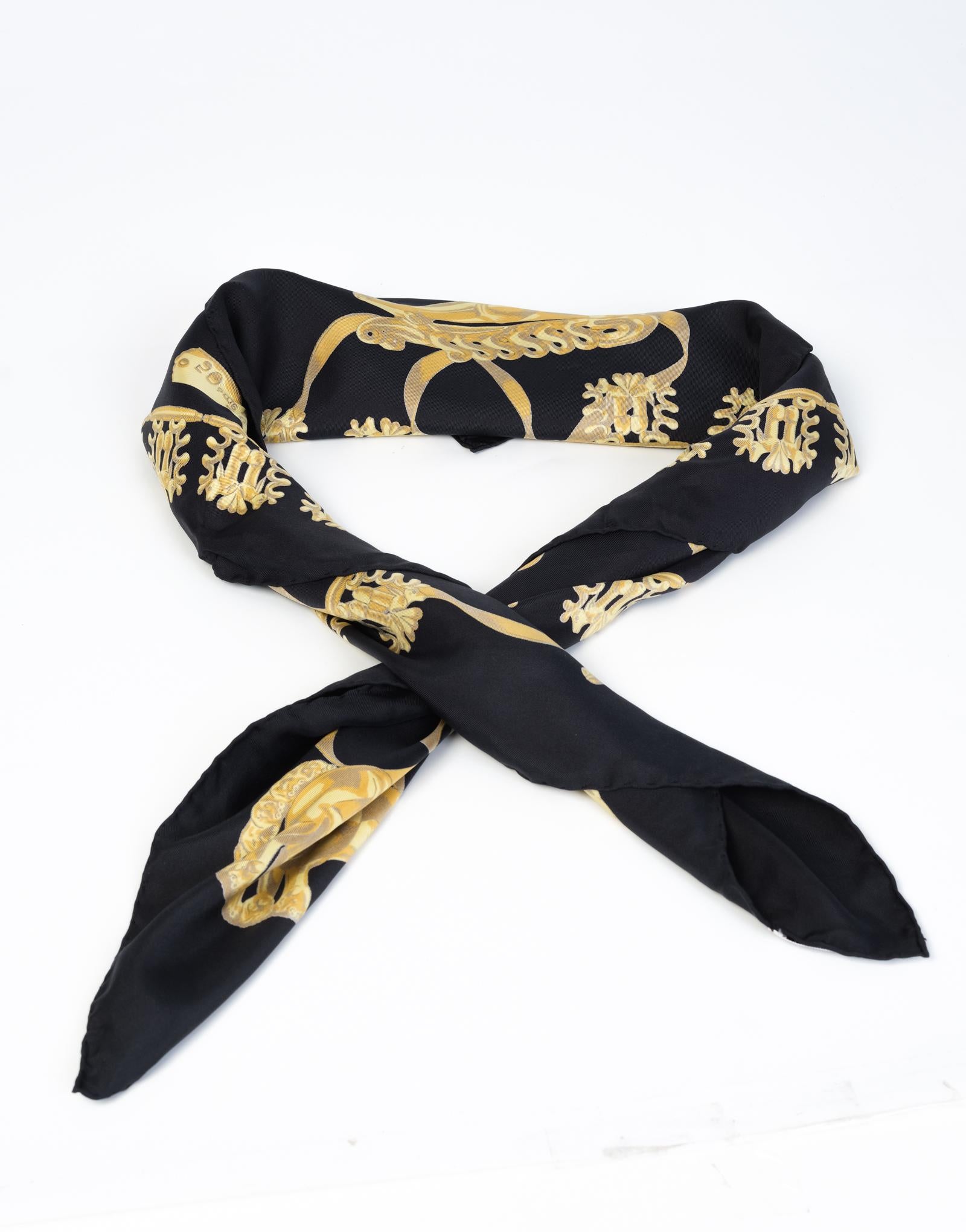 Black Hermes Silk Seibu 50EME Anniversaire Summer Neckerchief 