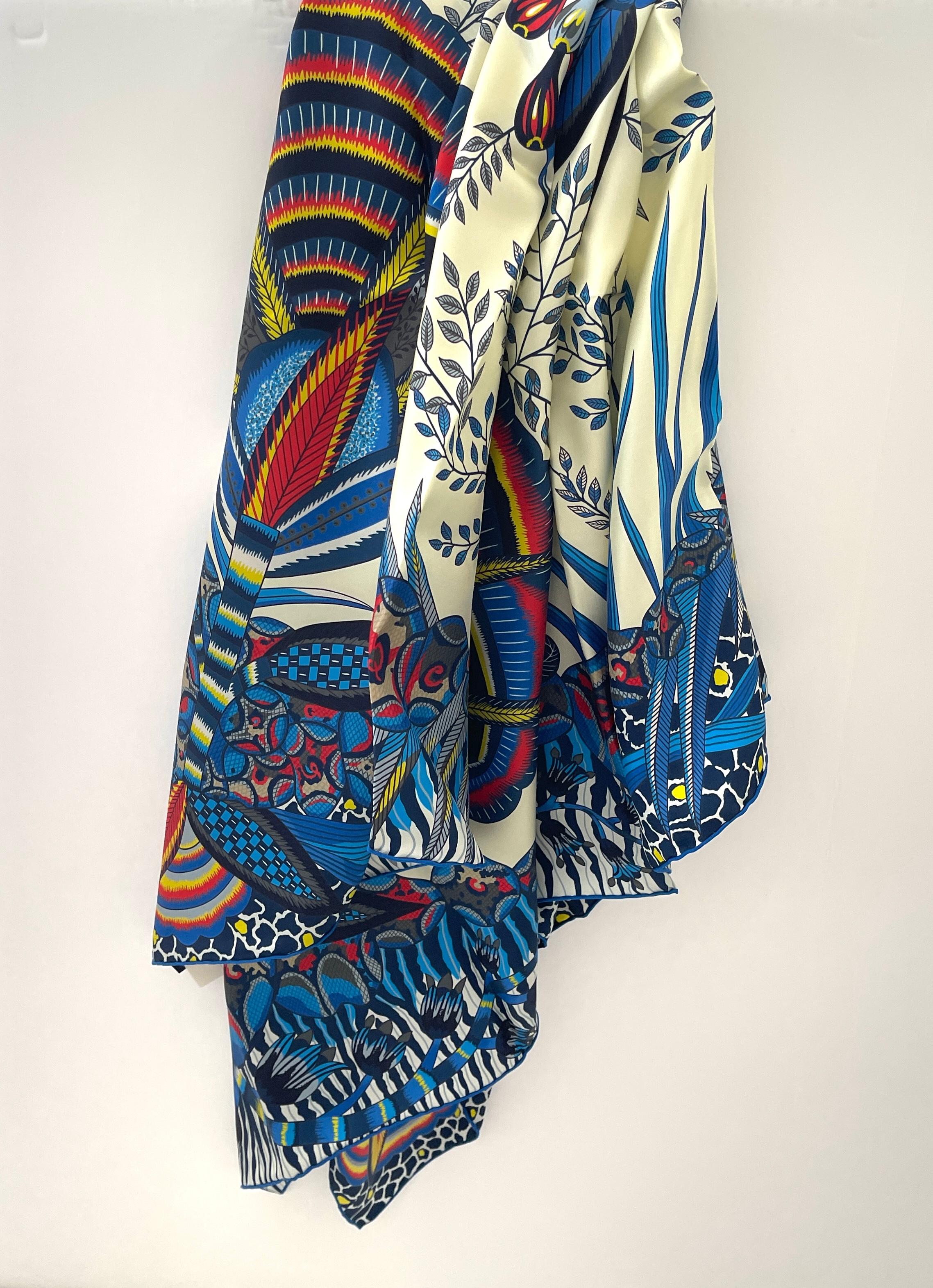 Women's or Men's Hermes Silk Shawl Scarf Flowers of South Africa Large 55