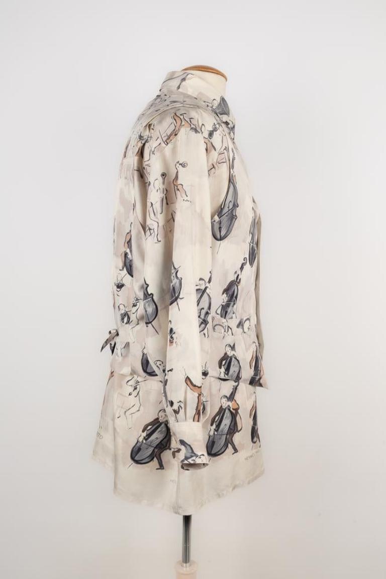 Beige Hermès Silk Shirt and Jacket, 1963 For Sale