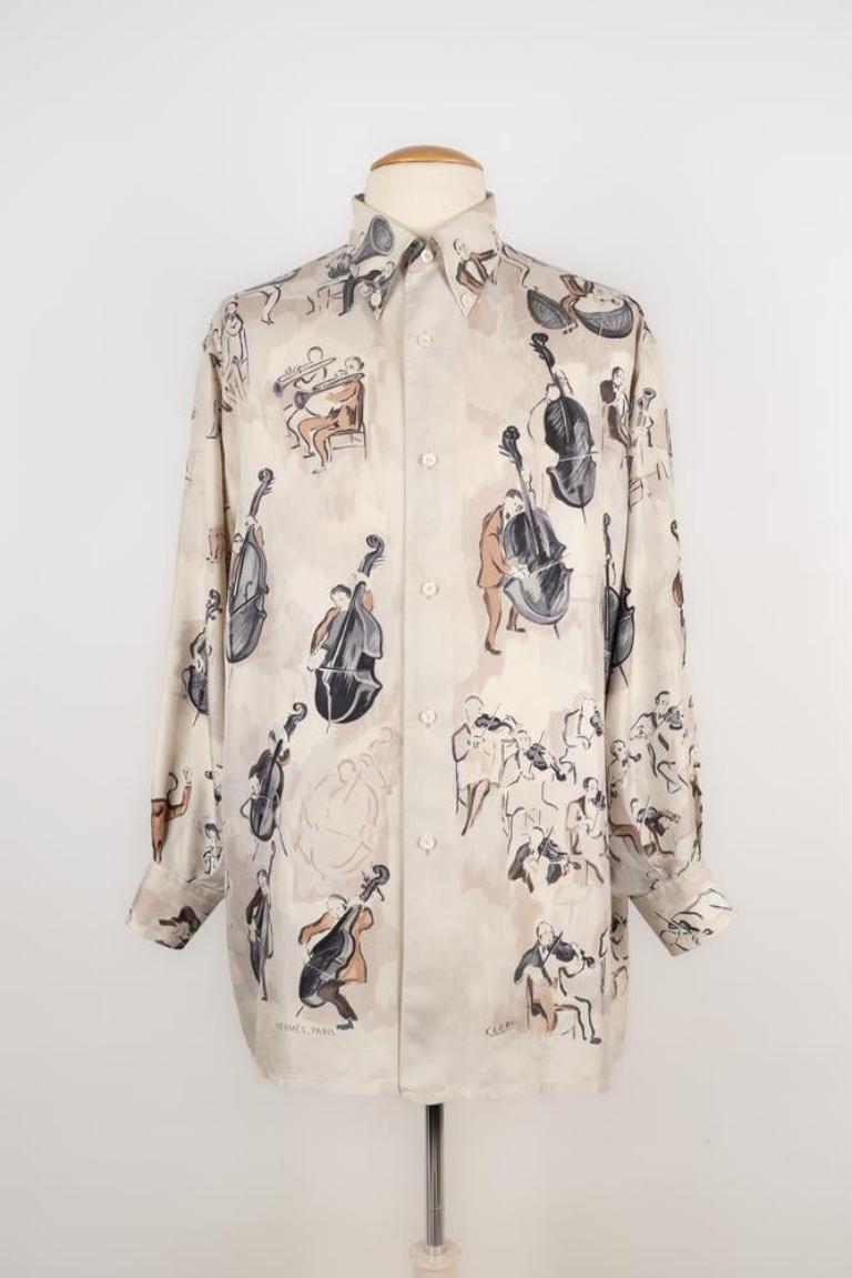 Hermès Silk Shirt and Jacket, 1963 In Excellent Condition For Sale In SAINT-OUEN-SUR-SEINE, FR