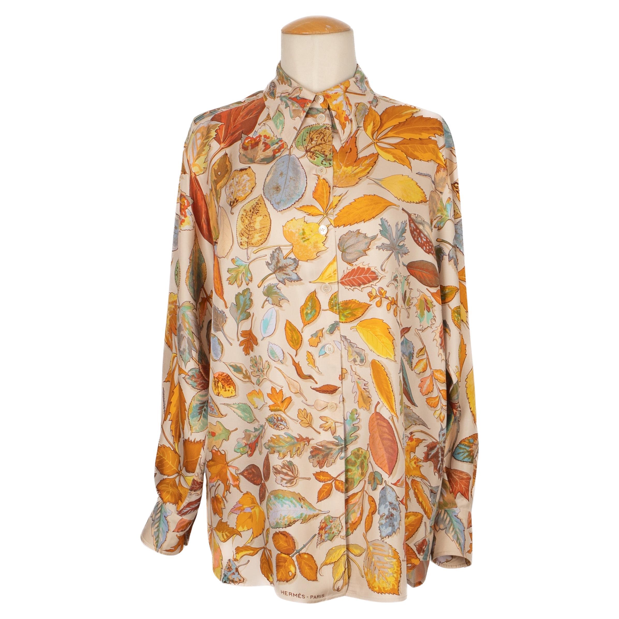 Camicia Hermès in seta "Foglie d'autunno in vendita