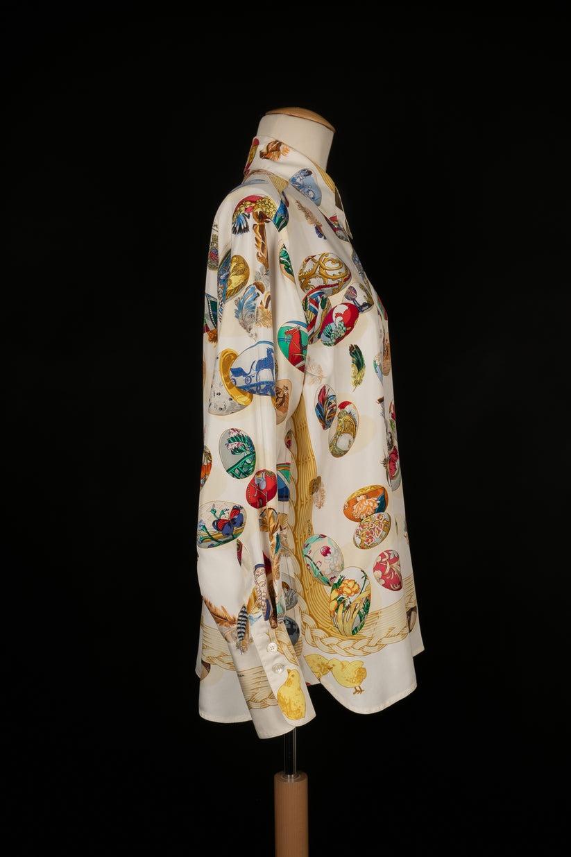 Hermès Silk Shirt with the 'hermès' Clutch', 1994 In Excellent Condition In SAINT-OUEN-SUR-SEINE, FR