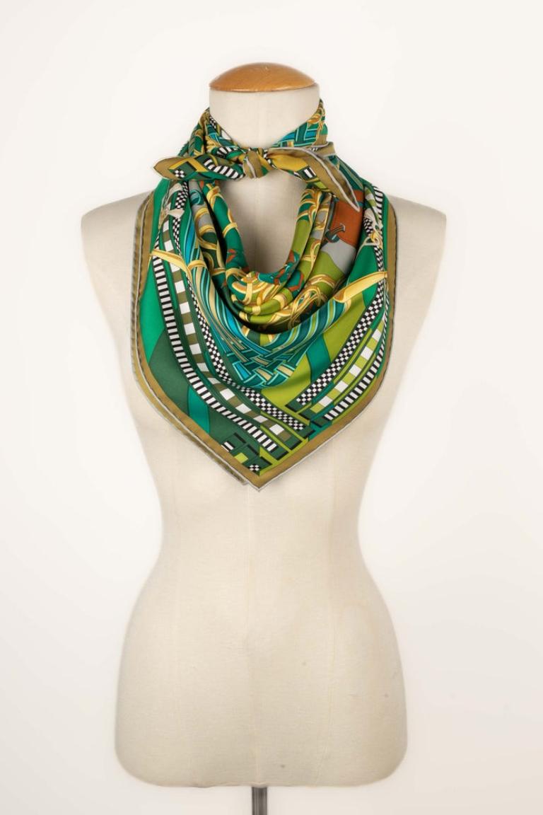Brown Hermès Silk Square Scarf Entitled with 'Brides and Gris-gris', 2014