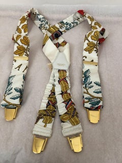 Hermes Silk Suspenders "Republique Francaise Liberte Egalite Fraternite" w/Box