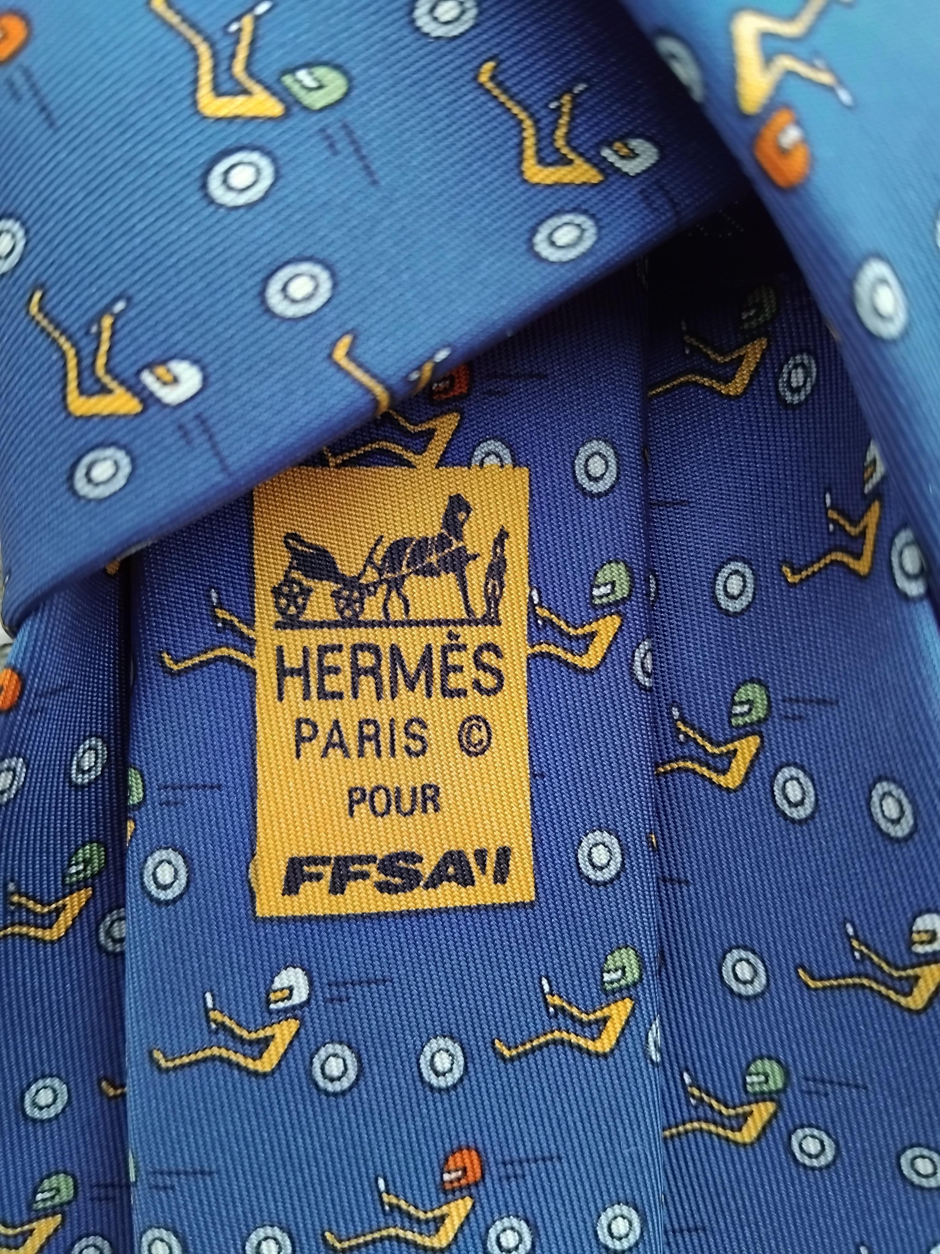 Hermès Silk Tie Car Race Print Sports Car FFSA 7880 UA For Sale 5