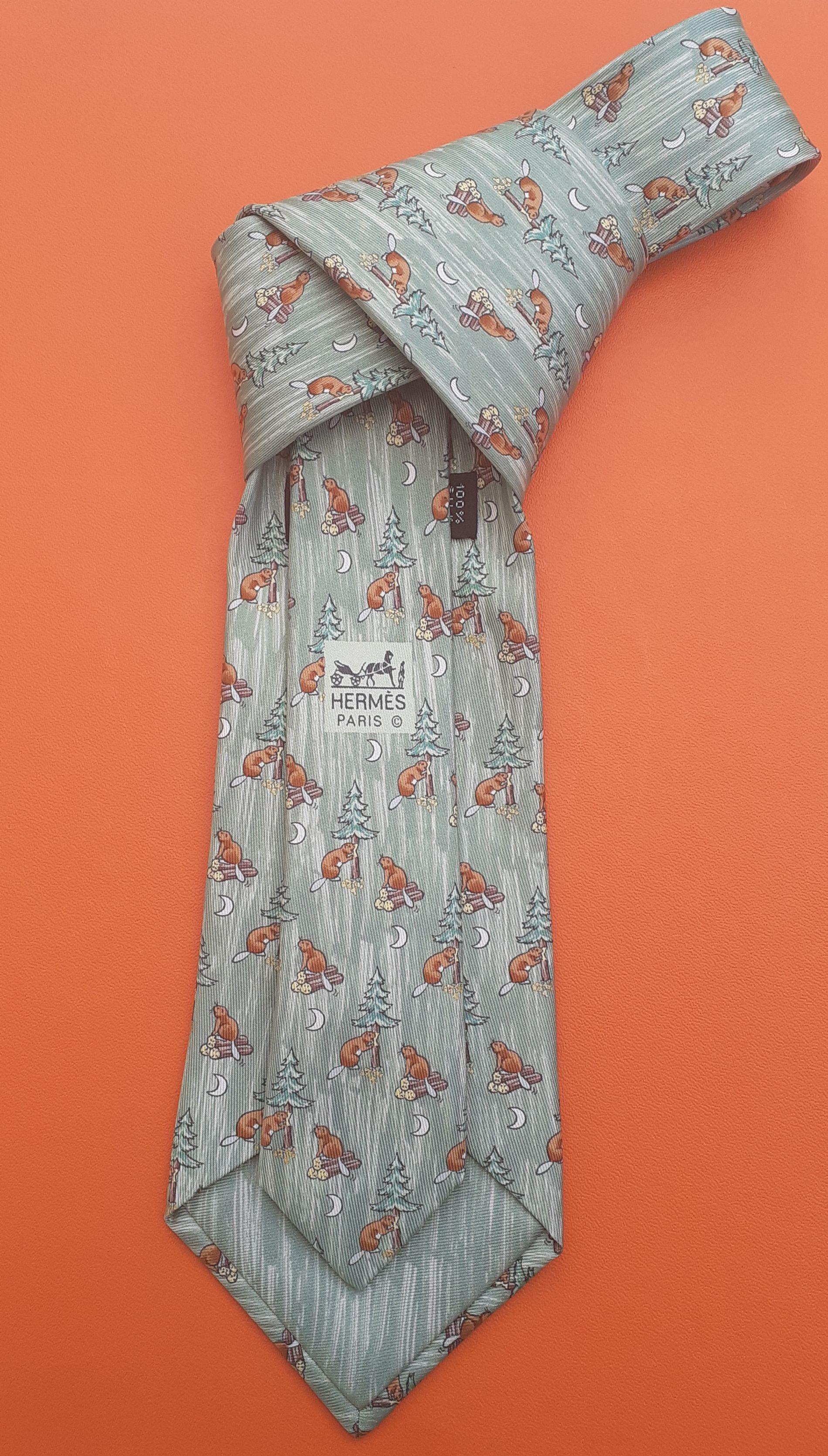 Gray Hermès Silk Tie Castor Beaver Canada For Sale