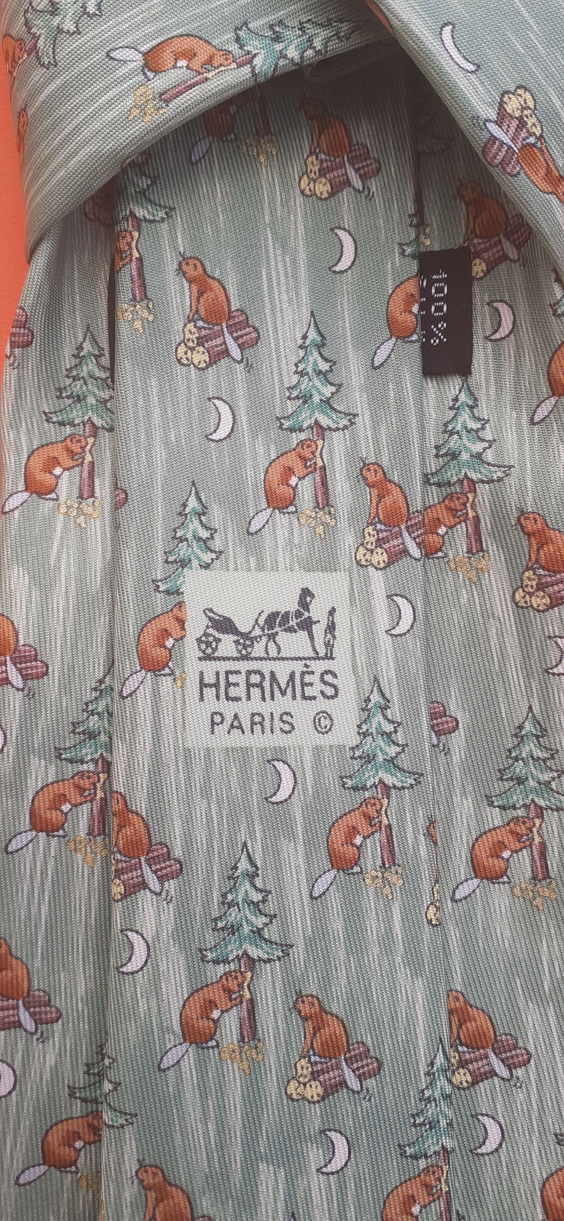Cravate en soie Hermès Castor Beaver Canada Pour hommes en vente