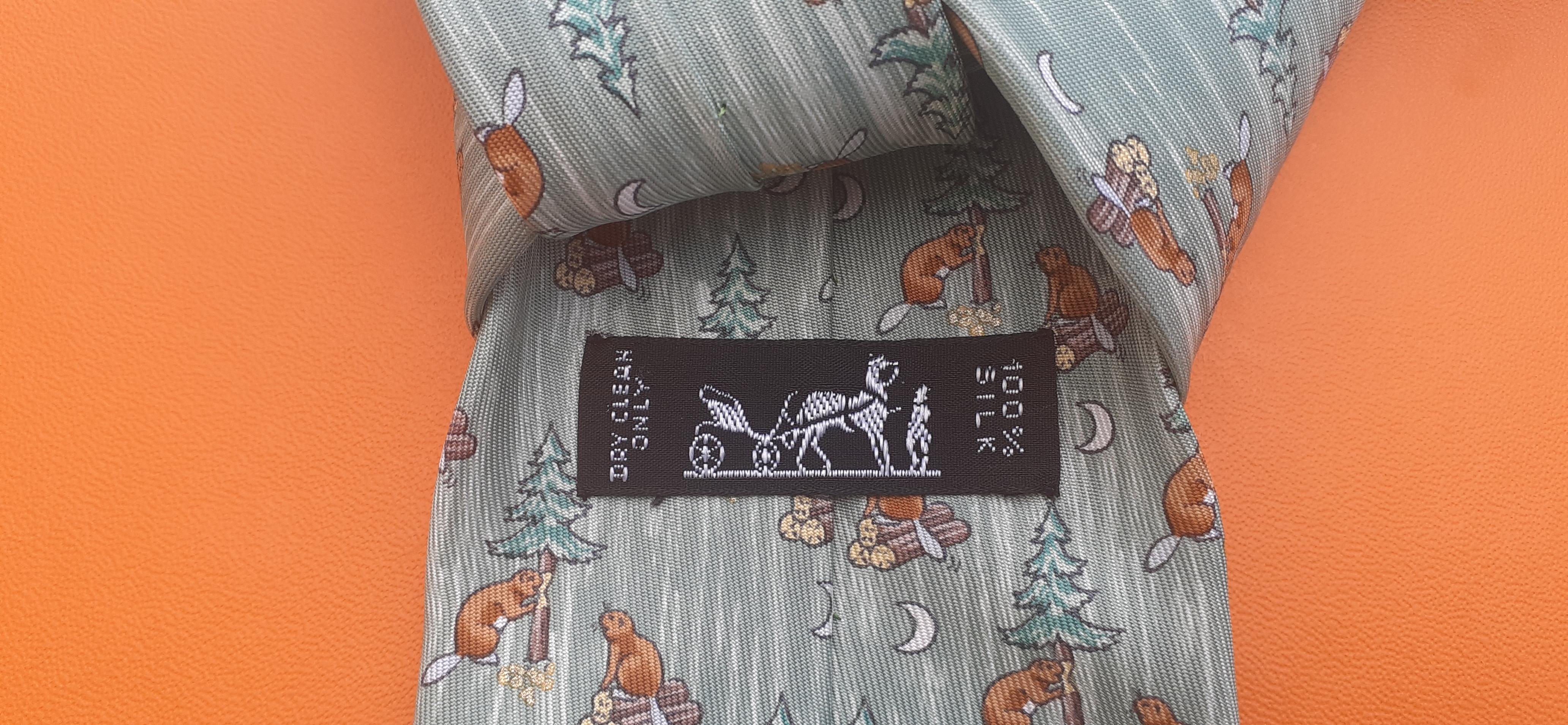 Cravate en soie Hermès Castor Beaver Canada en vente 1