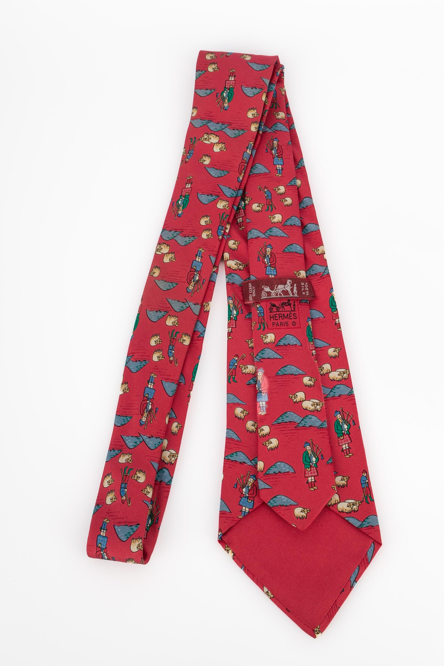 Corbata de seda Hermès Rojo