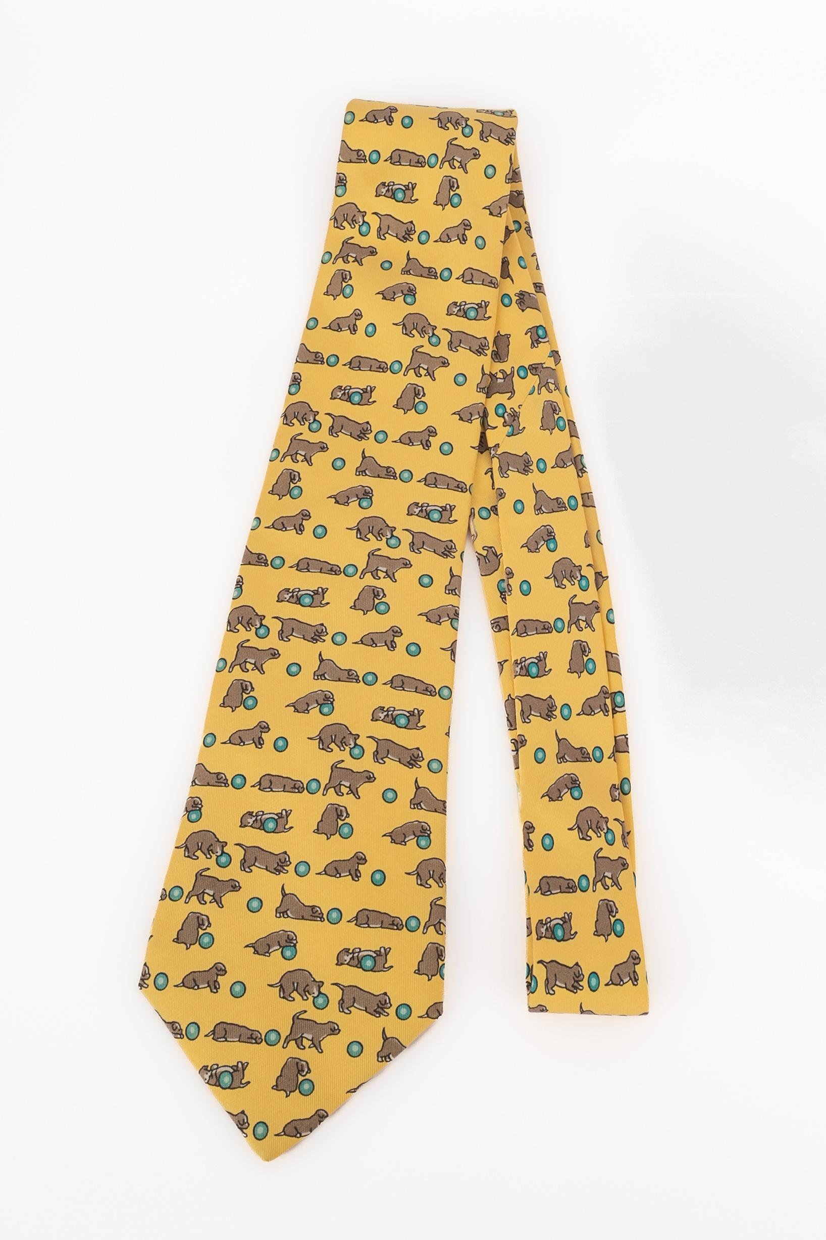 Orange Hermès silk tie
