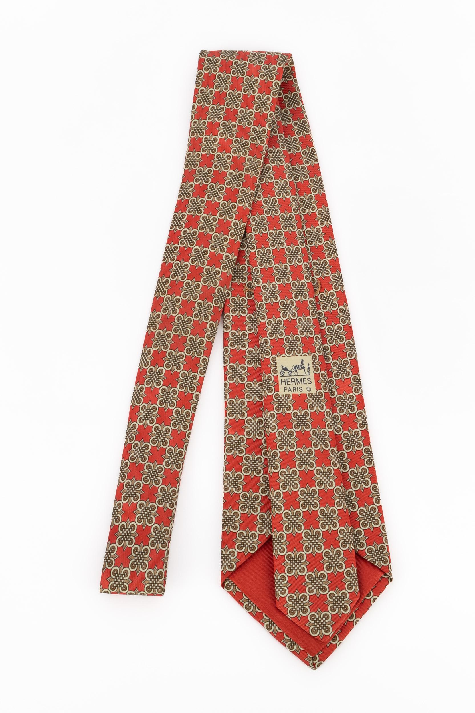 Hermès Seidenkrawatte (Braun) im Angebot
