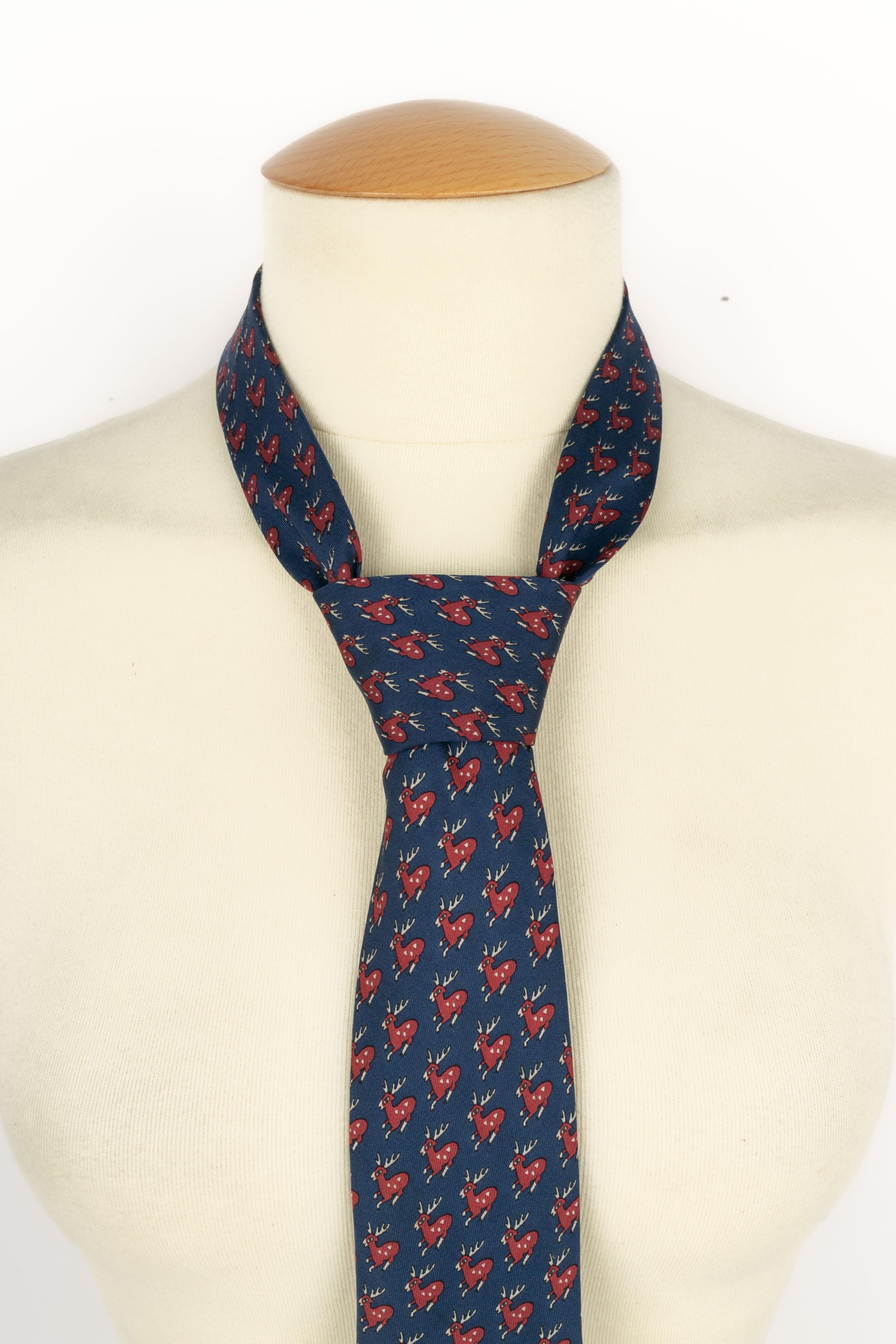 Black Hermès silk tie For Sale