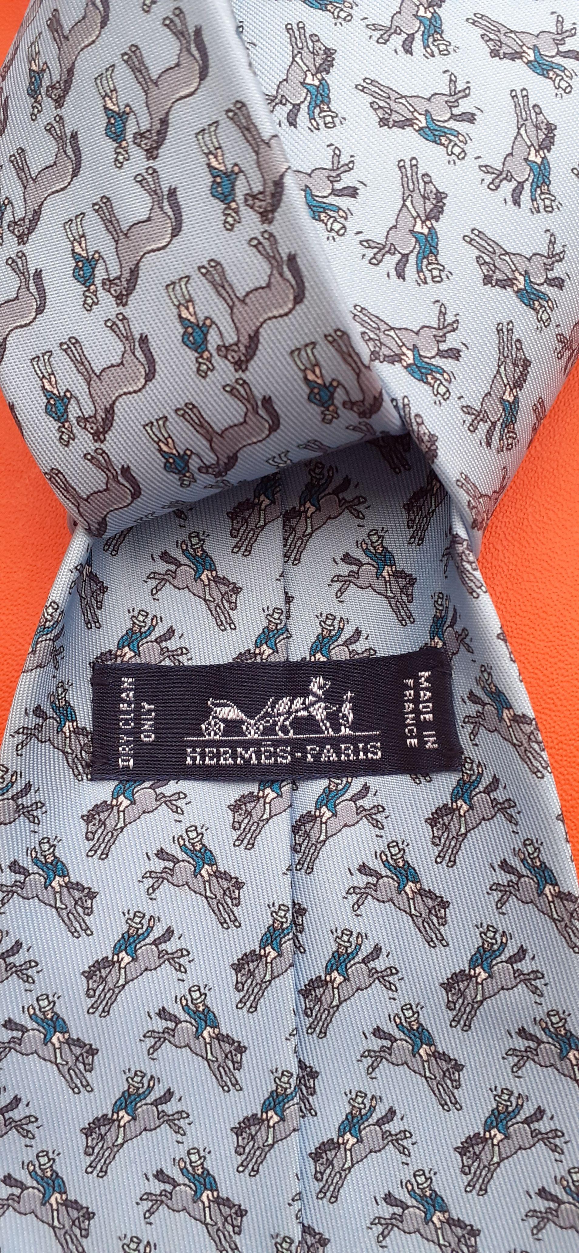 Cravate en soie Hermès Horse Riding Rodeo Print Texas en vente 2