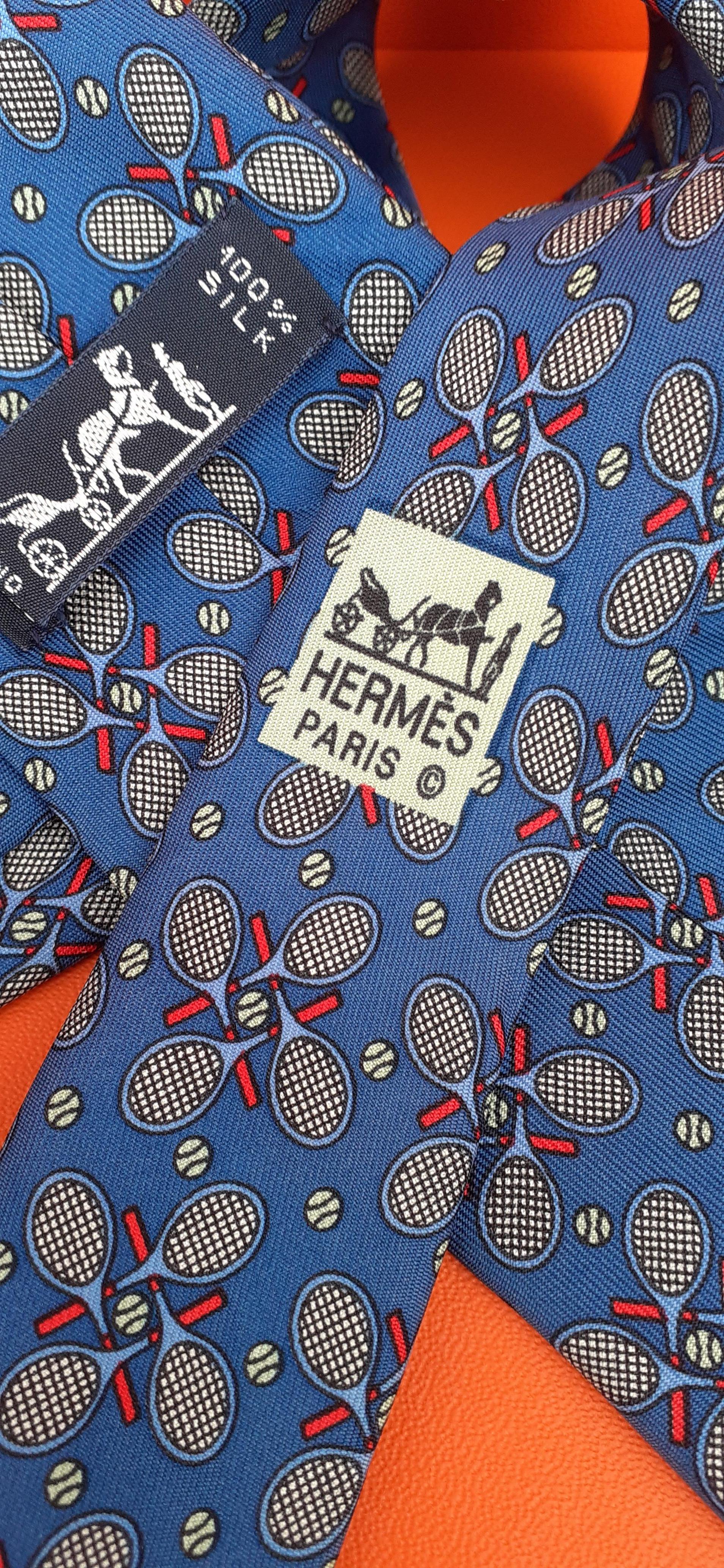 Hermès Silk Tie Tennis Pattern Mint Condition 6