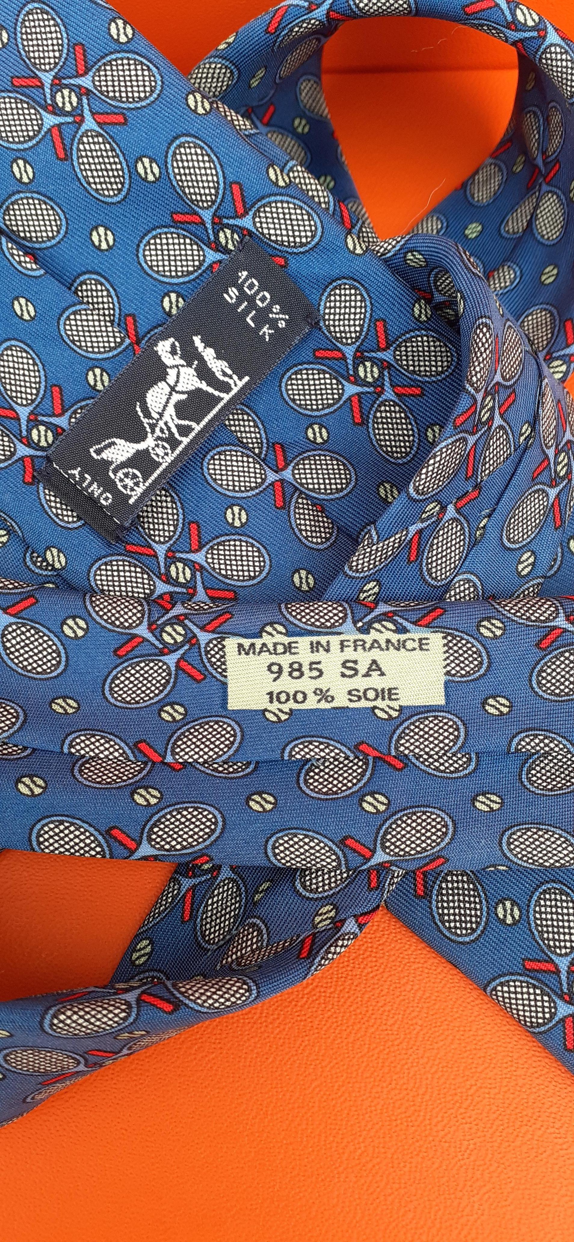 Hermès Silk Tie Tennis Pattern Mint Condition 7