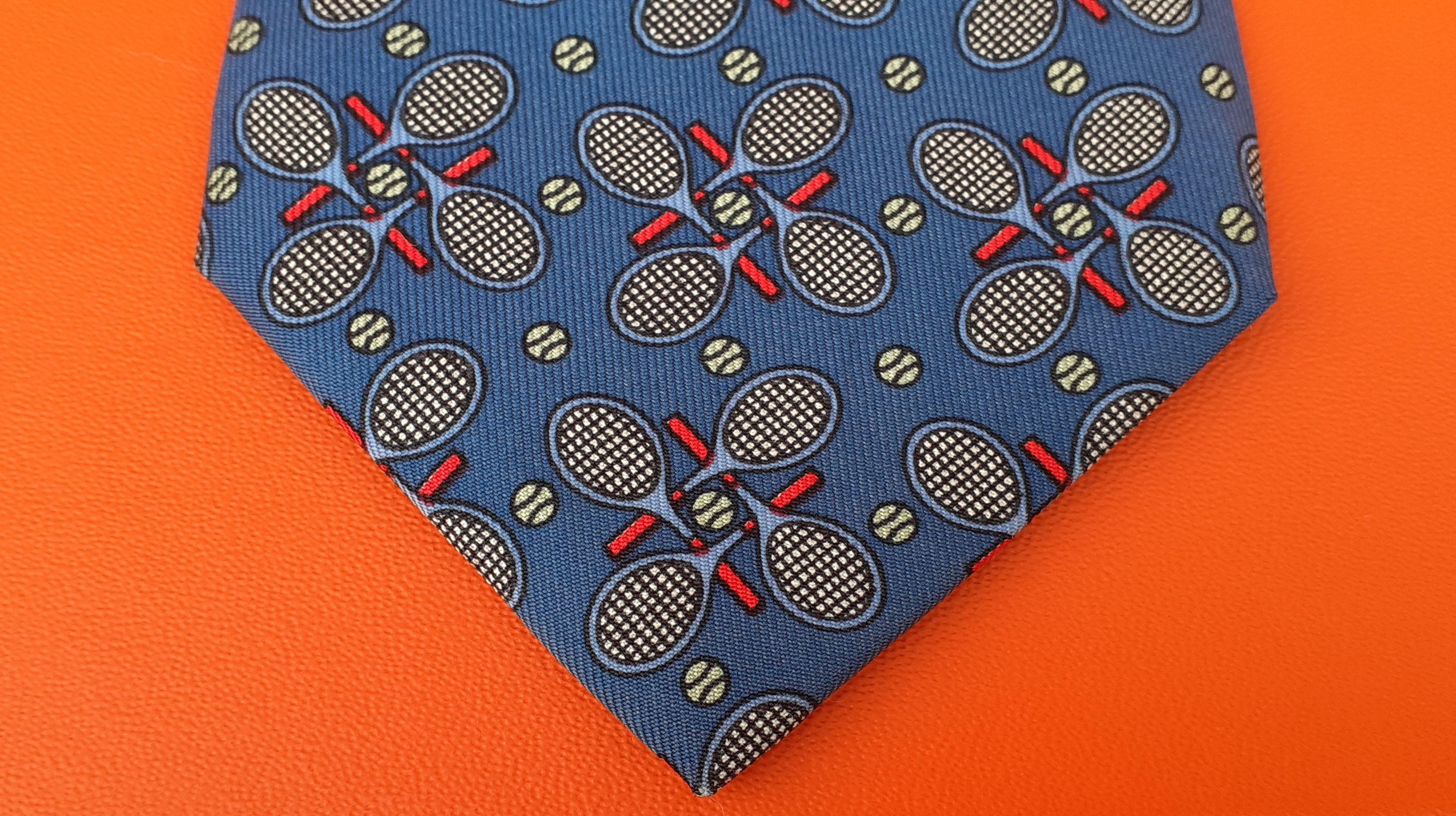 Hermès Silk Tie Tennis Pattern Mint Condition 1