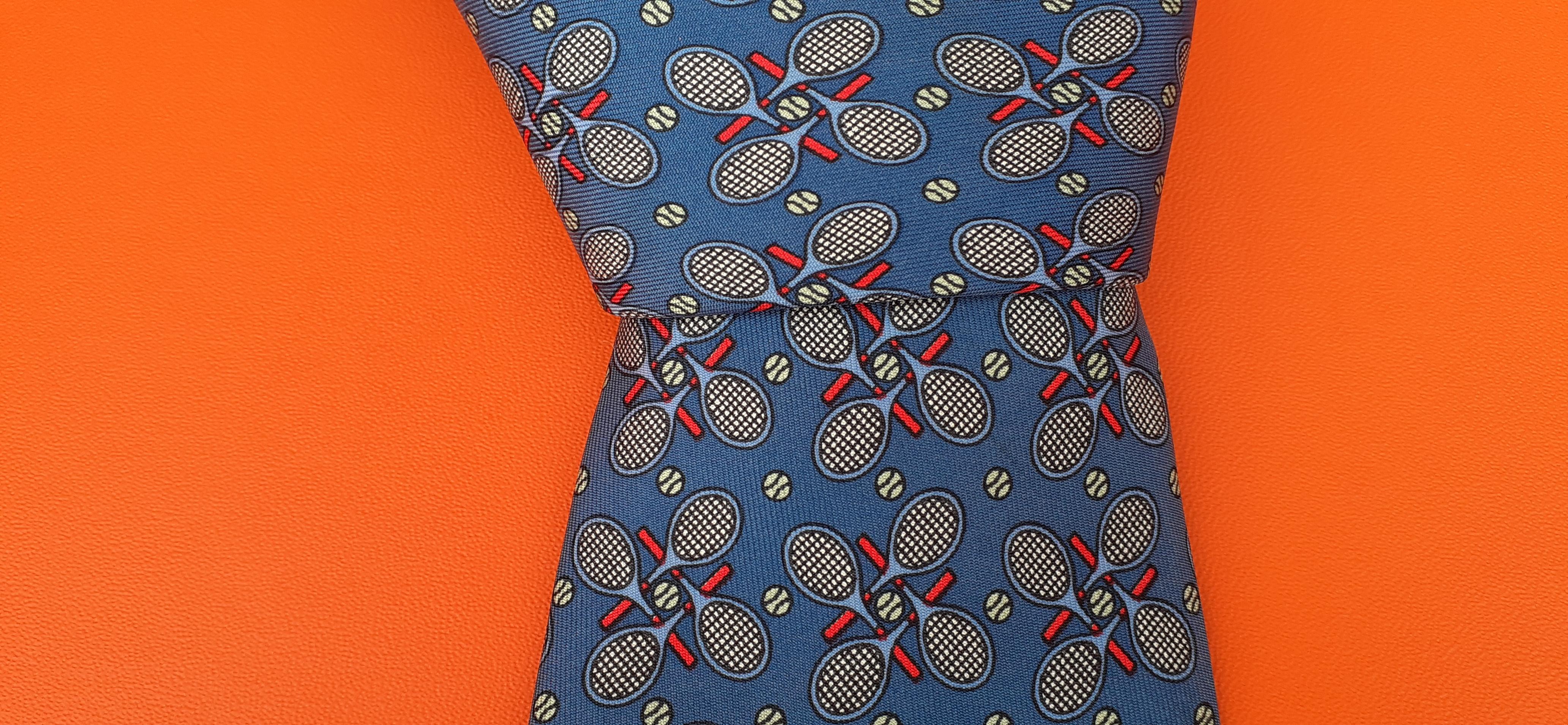 Hermès Silk Tie Tennis Pattern Mint Condition 2