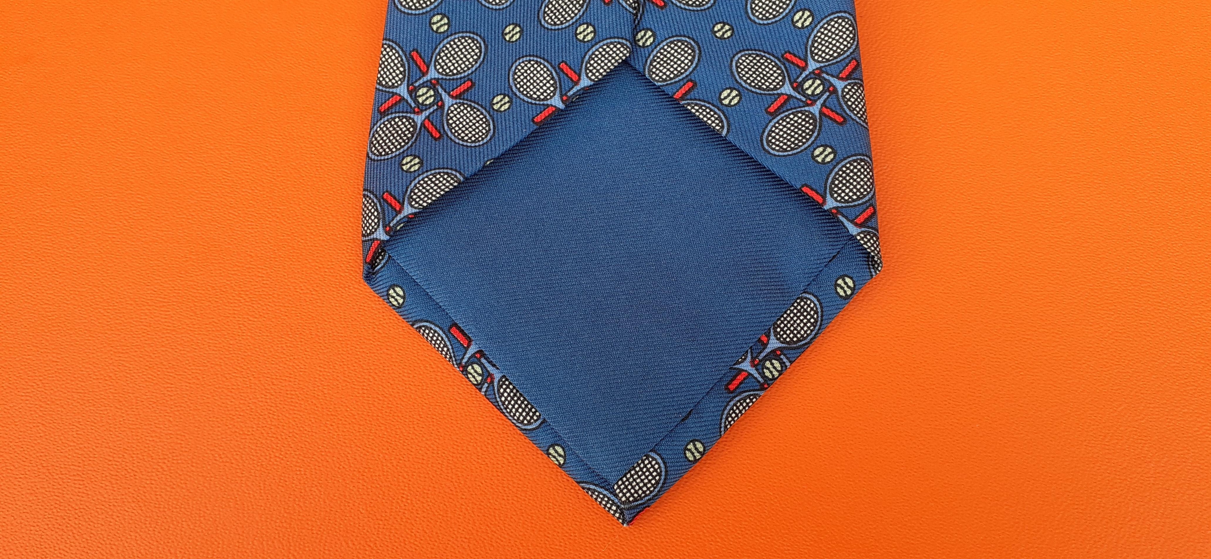 Hermès Silk Tie Tennis Pattern Mint Condition 4