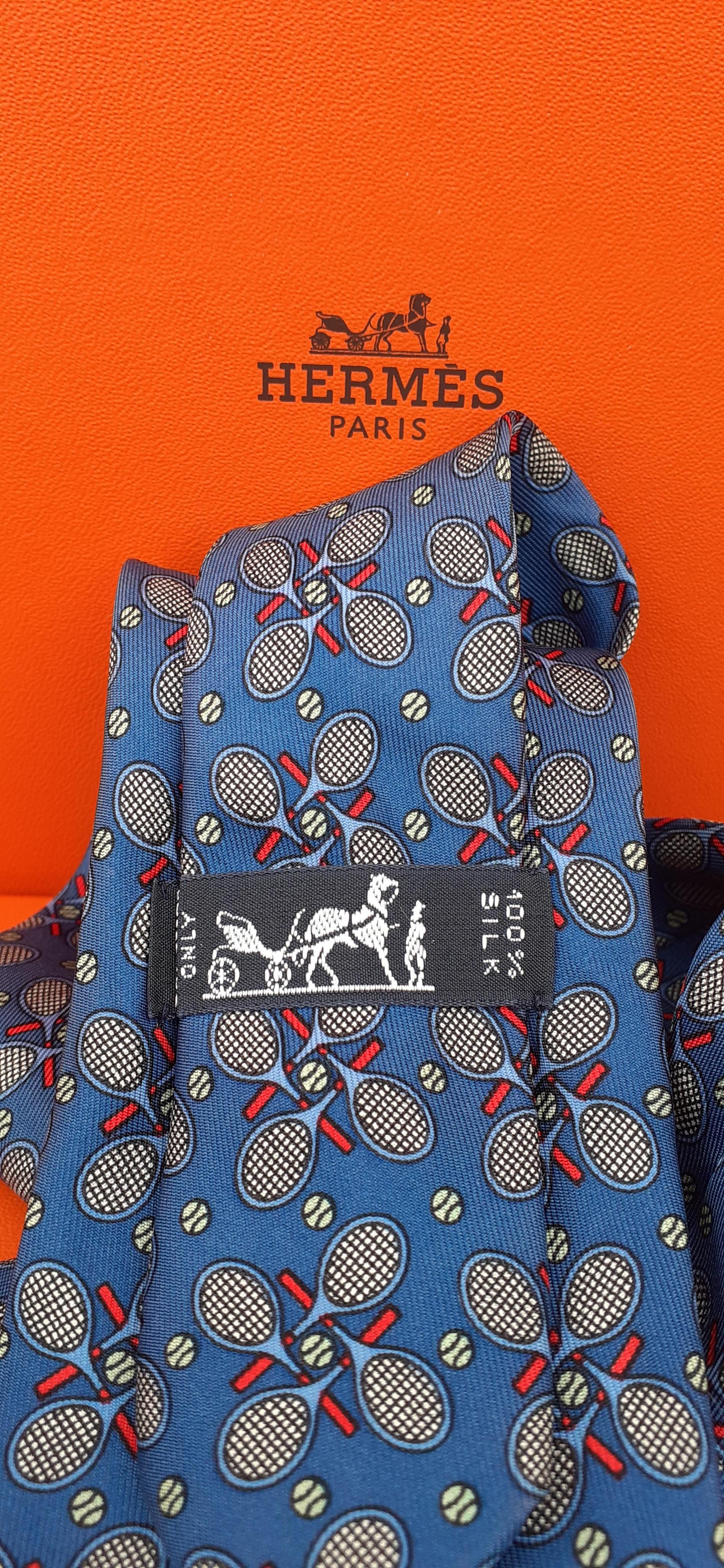Hermès Silk Tie Tennis Pattern Mint Condition 5