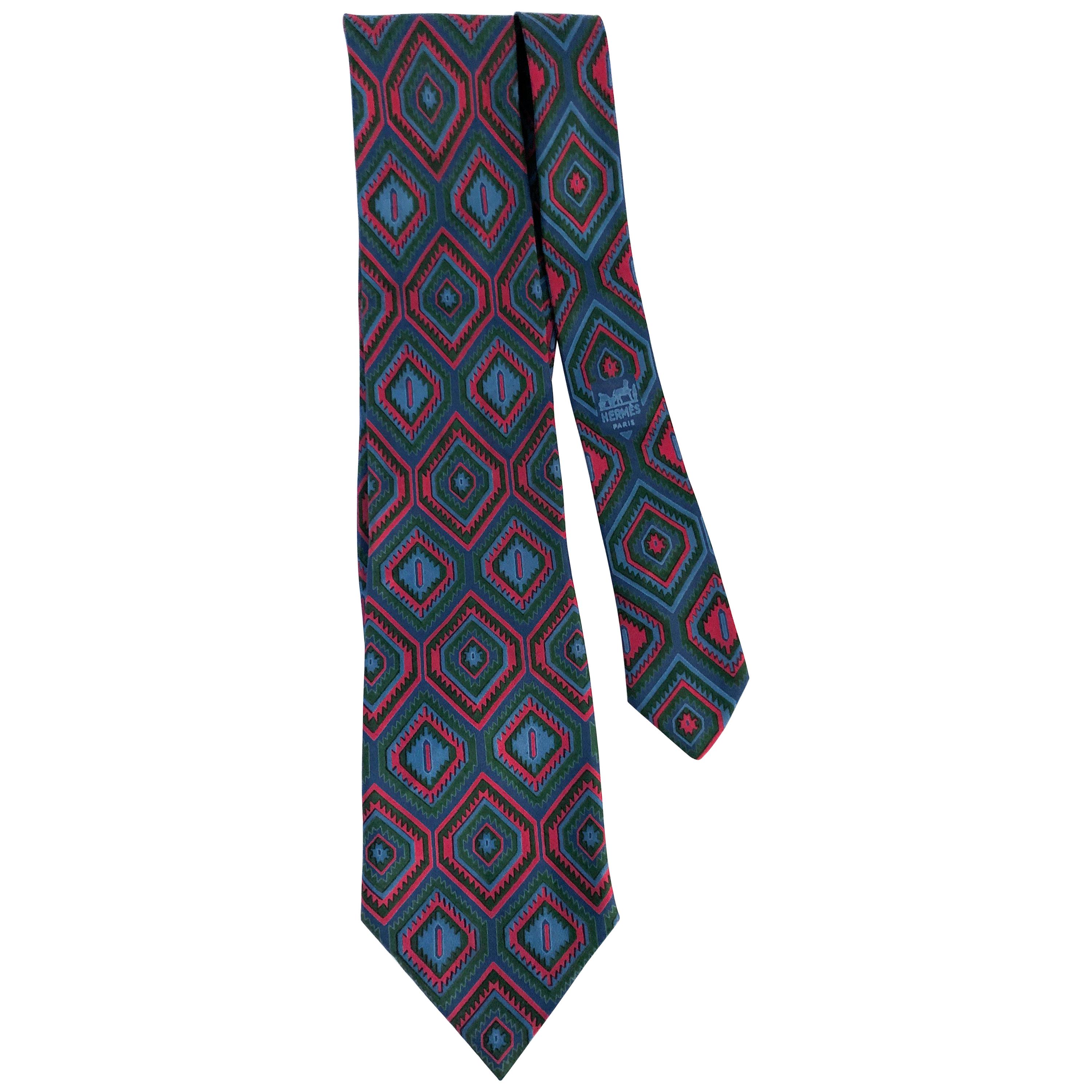 Hermès SIlk Tie with Diamond Pattern