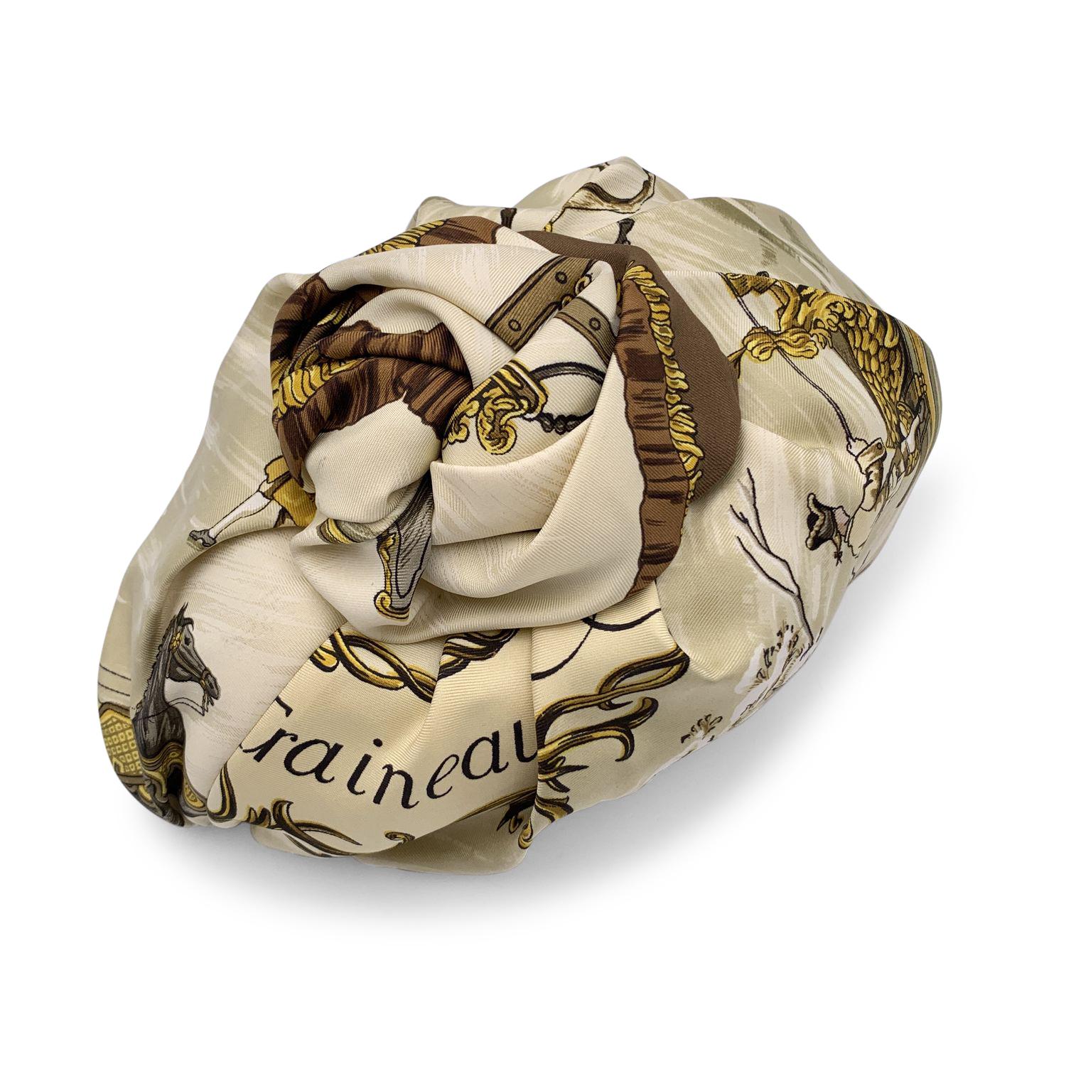 Hermes Silk Turban Hat Traineaux et Glissades Francoise de la Perriere In Excellent Condition For Sale In Rome, Rome
