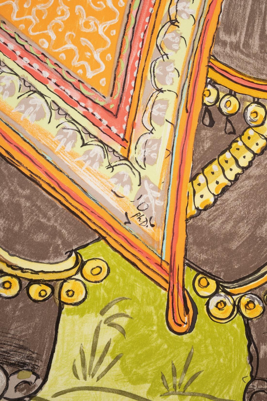 Hermès Silk Twill Foulard/Scarf 'Beloved India', 2008 2
