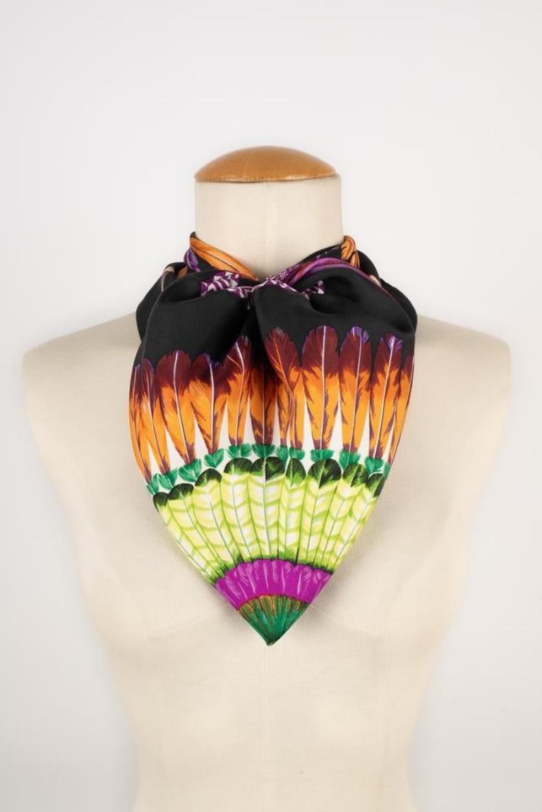 Beige Hermès Silk Twill Foulard/Scarf 'Brazil', 1989