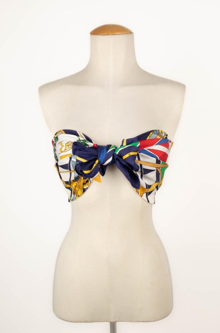 Black Hermès Silk Twill Foulard / Scarf Entitled with 'sextants', 1981 For Sale