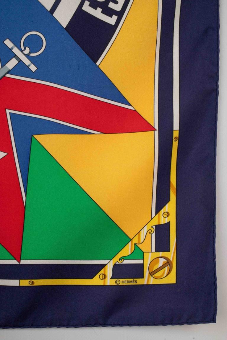 Women's Hermès Silk Twill Foulard / Scarf Entitled with 'sextants', 1981 For Sale