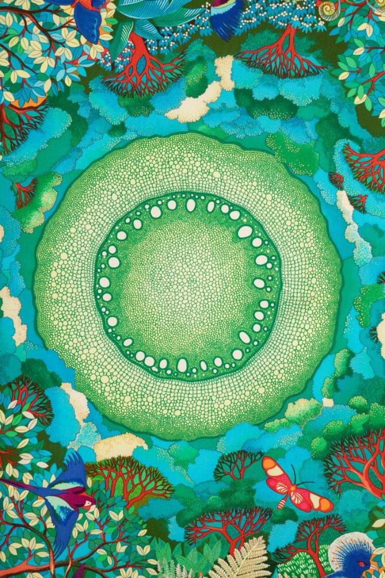 Hermès Silk Twill Foulard/Scarf 'In the Heart of Life', 2007 For Sale 2