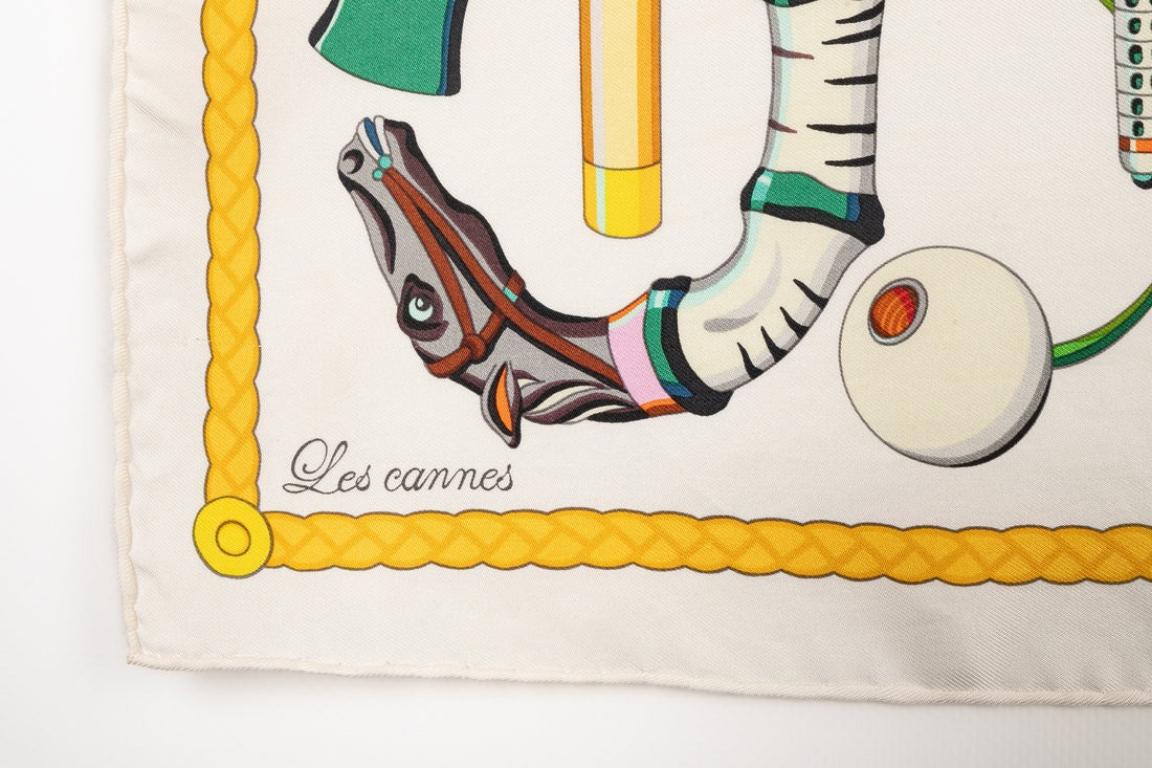 Hermès Silk Twill Foulard/Scarf 'Walking Sticks' 1