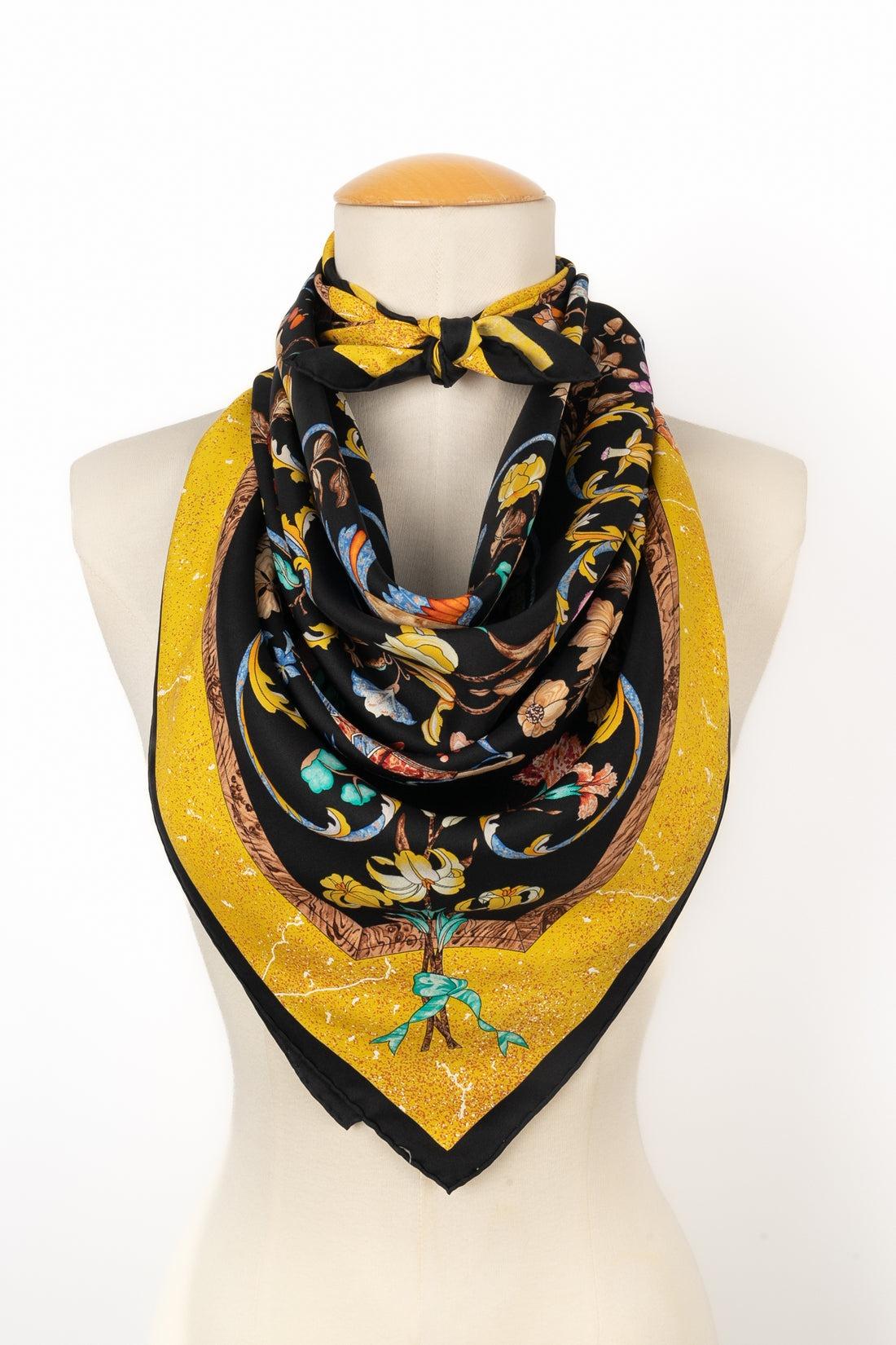 Black Hermès Silk Twill Foulard / Scarf with 