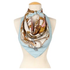 Foulard / écharpe en sergé de soie Hermès avec le "Bateau À Vapeur", 1962