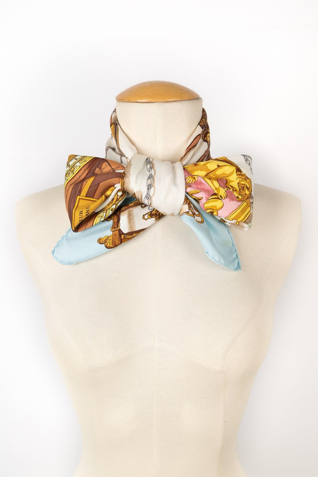 Beige Hermès Silk Twill Foulard / Scarf with the 