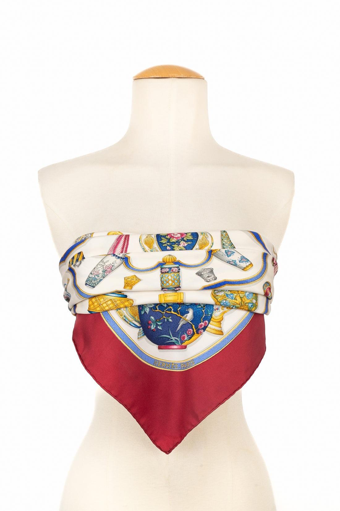 Beige Hermès Silk Twill Foulard / Square Scarf with Qu'importe Le Flacon', 1988