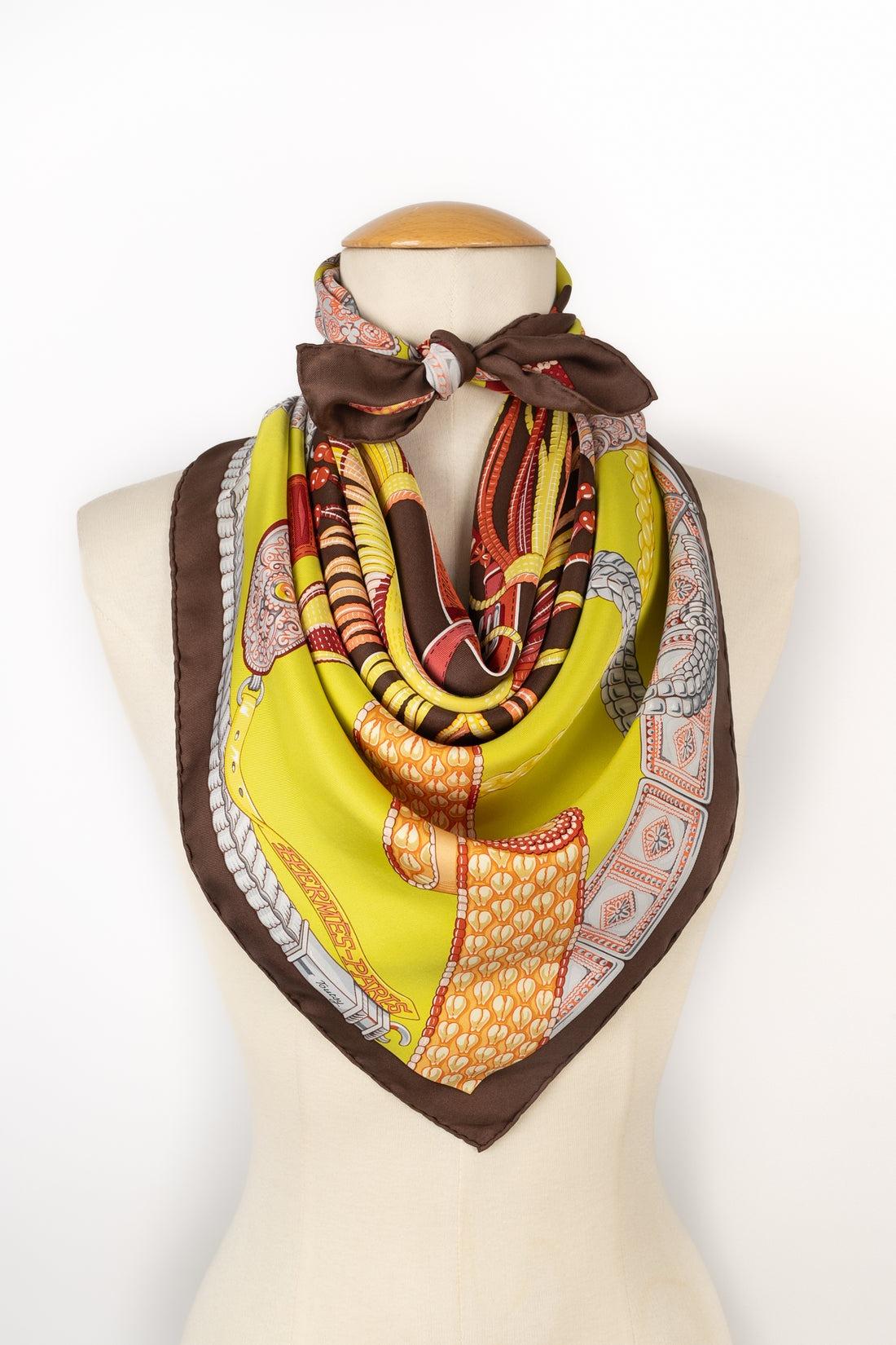 Brown Hermès Silk Twill Foulard / Square Scarf with the 