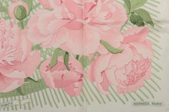 Hermes Silk Twill Pink Floral Les Pivoines Scarf, Box