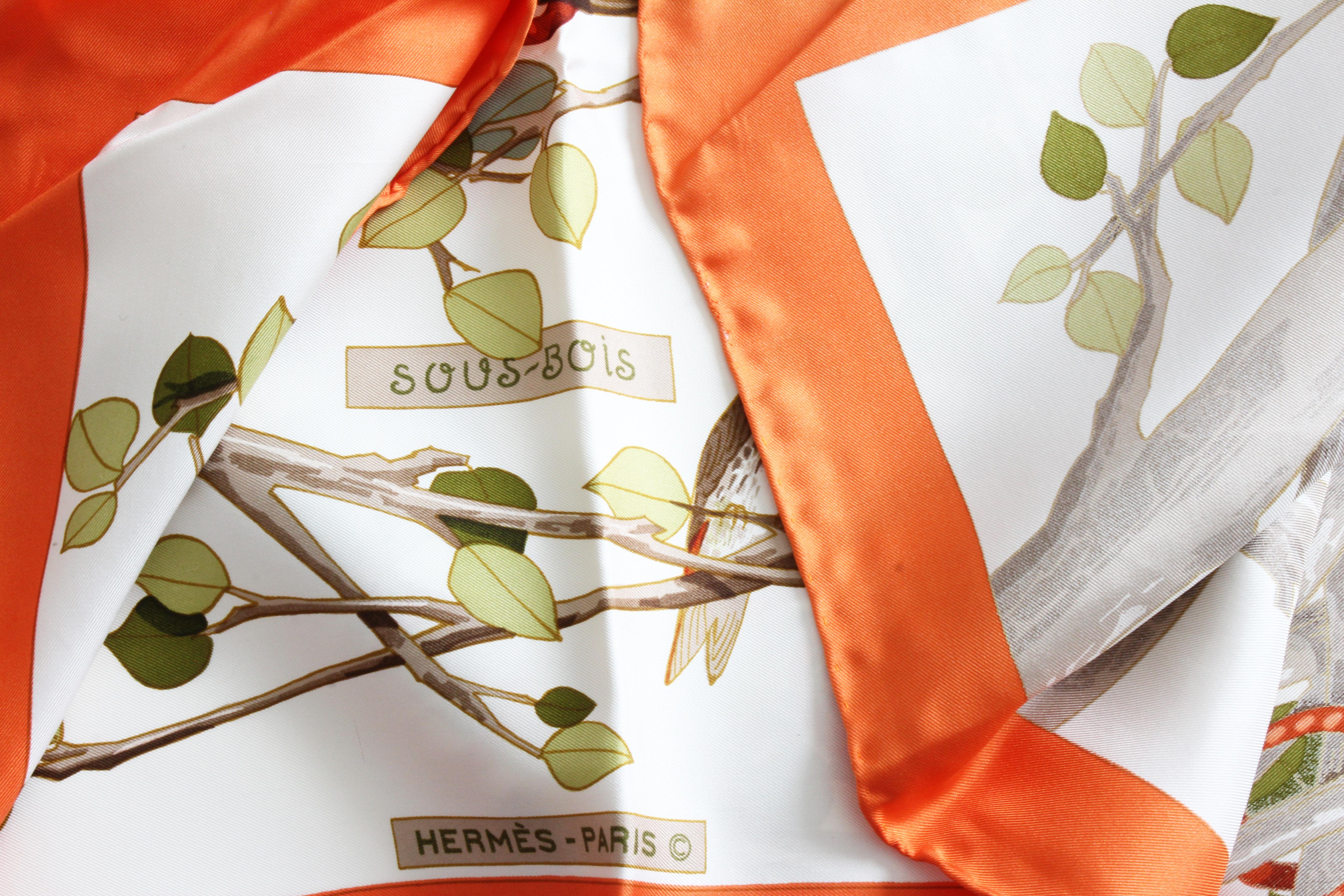 Hermes  Silk Twill Scarf  by Francoise Heron Sous-Bois 90cm in Box 5