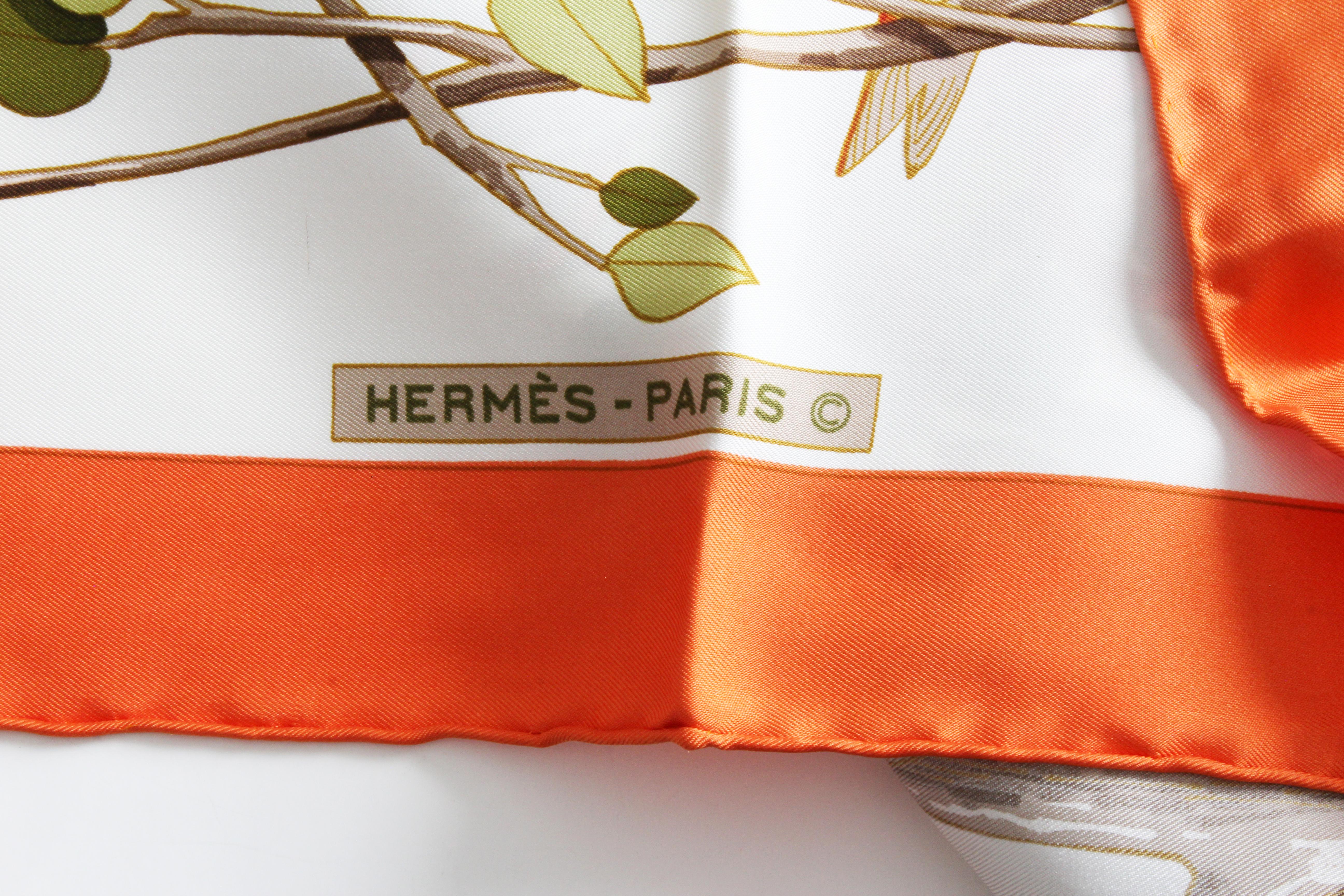 Hermes  Silk Twill Scarf  by Francoise Heron Sous-Bois 90cm in Box 6