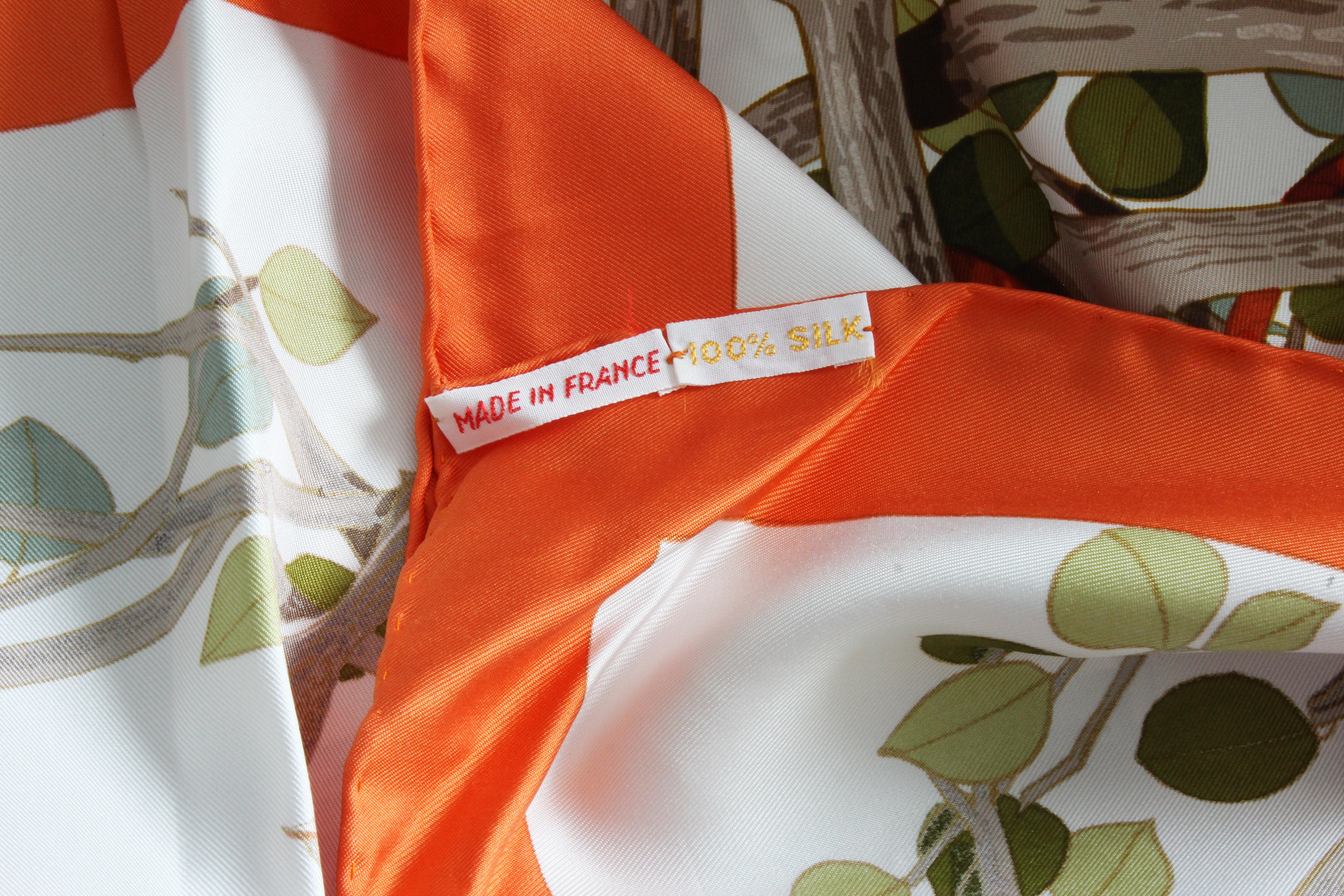 Hermes  Silk Twill Scarf  by Francoise Heron Sous-Bois 90cm in Box 7