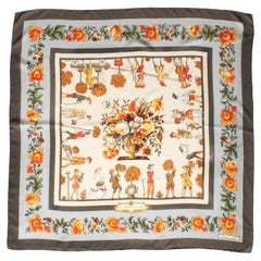 Hermes Silk Twill Scarf Shawl Les Jardiniers du Roy Maurice Tranchant 36in 1967