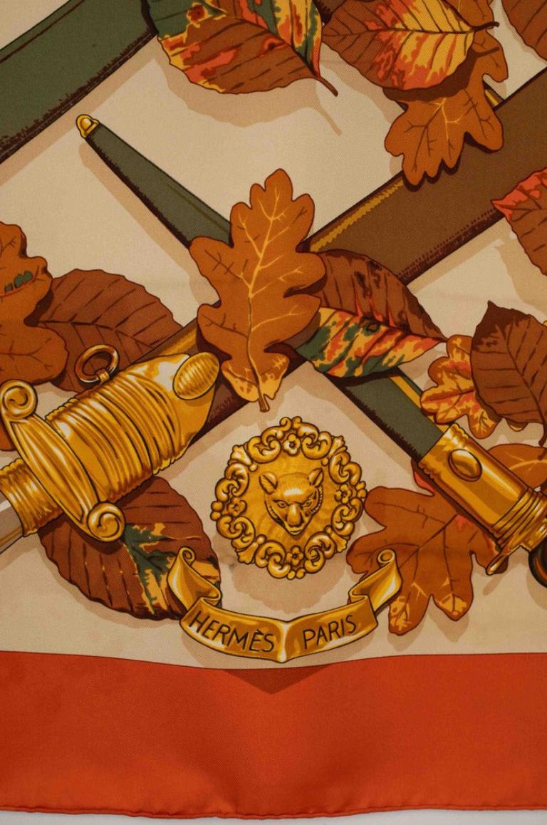 Hermès Silk Twill Square Scarf Entitled with 'au Plus Dru'  , 1998 In Excellent Condition In SAINT-OUEN-SUR-SEINE, FR