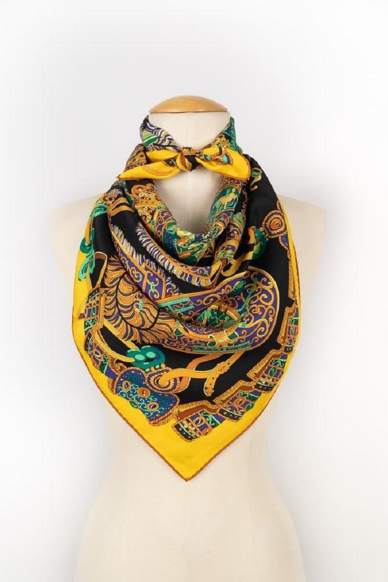 Brown Hermès Silk Twill Square Scarf Illustrated with 