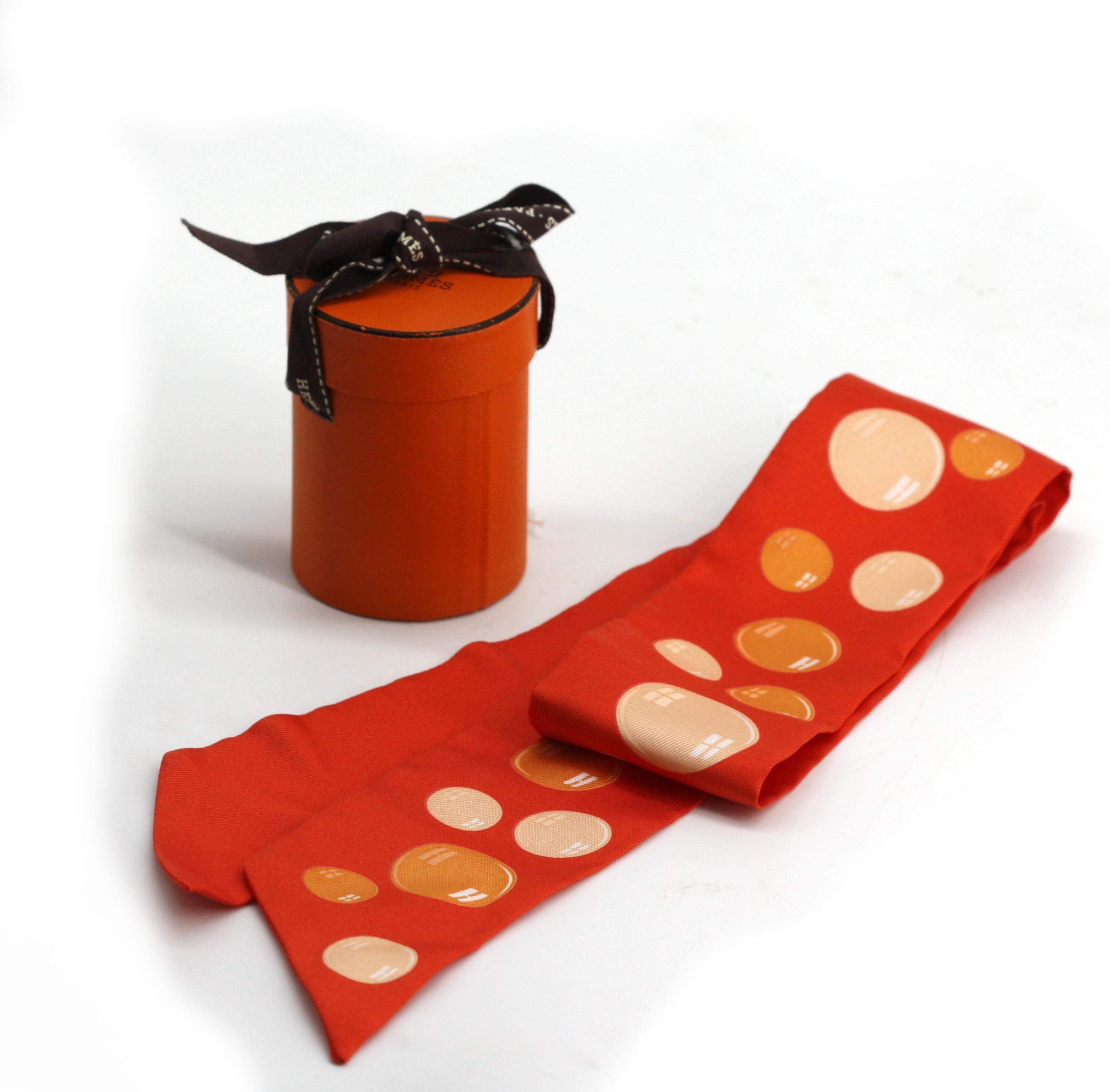 Red Hermes Silk Twilly For Sale