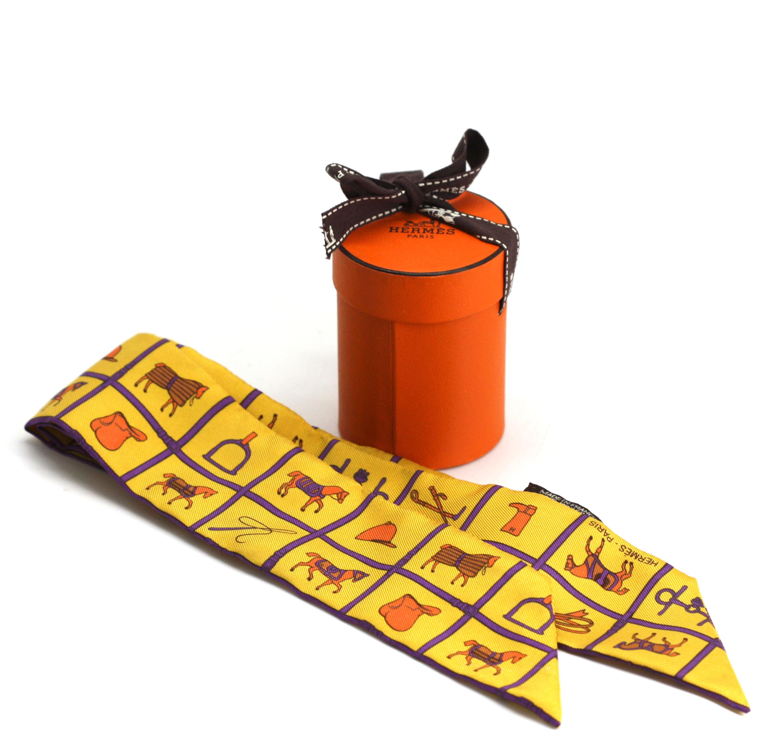 Women's or Men's Hermes Silk Twilly Scarf Signed For Sale