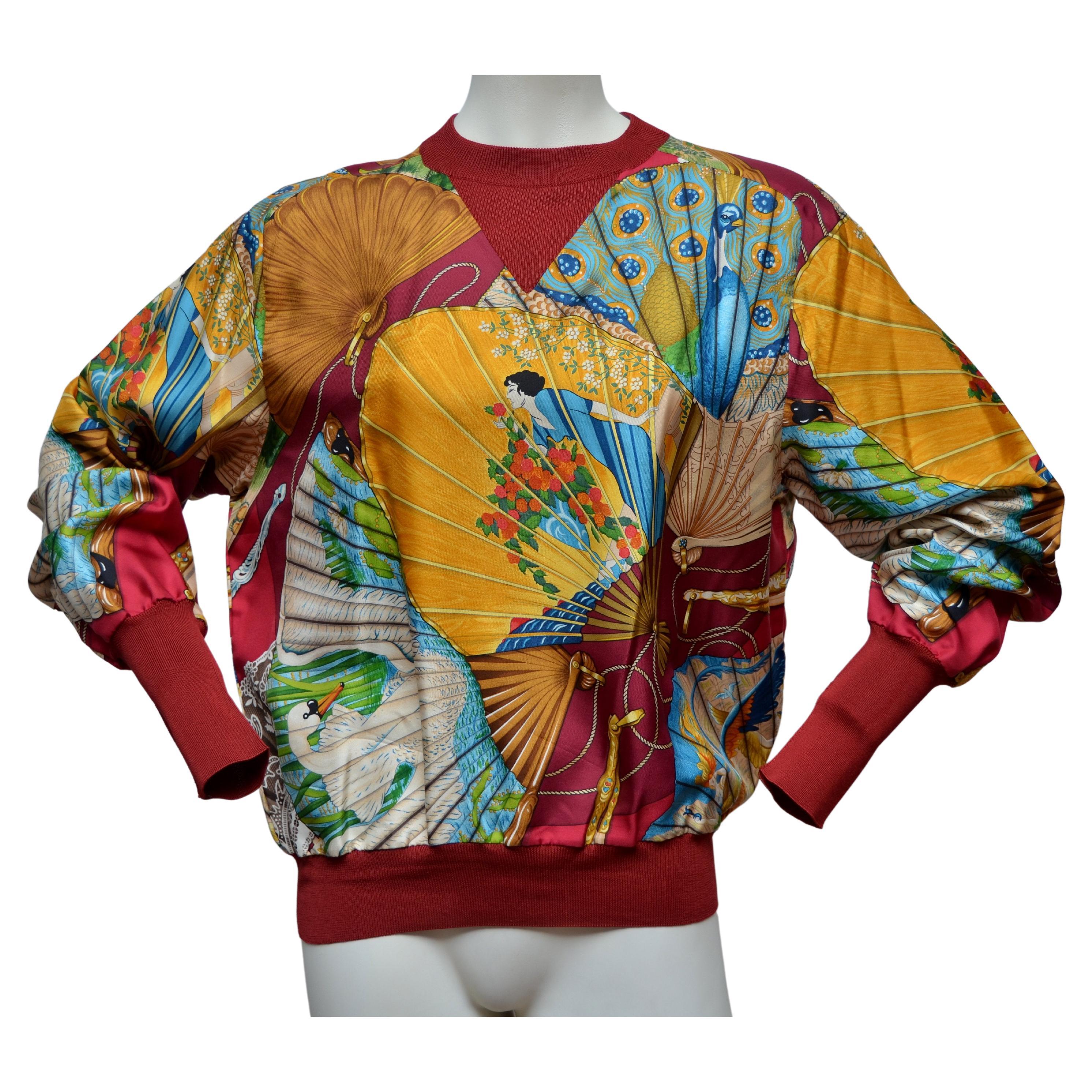 HERMES Silk Vintage Sweatshirt  Size 38FR Mint NEW Condition  For Sale