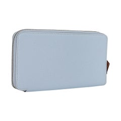 Hermes Silk'In Classique Long Wallet Bleu Brume / Fantasie Botanique Epsom