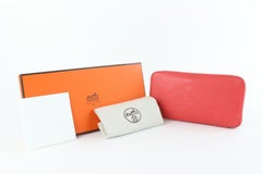 Hermès Silk'in Long Zip Around Wallet 4hz1029 Coral Leather Clutch