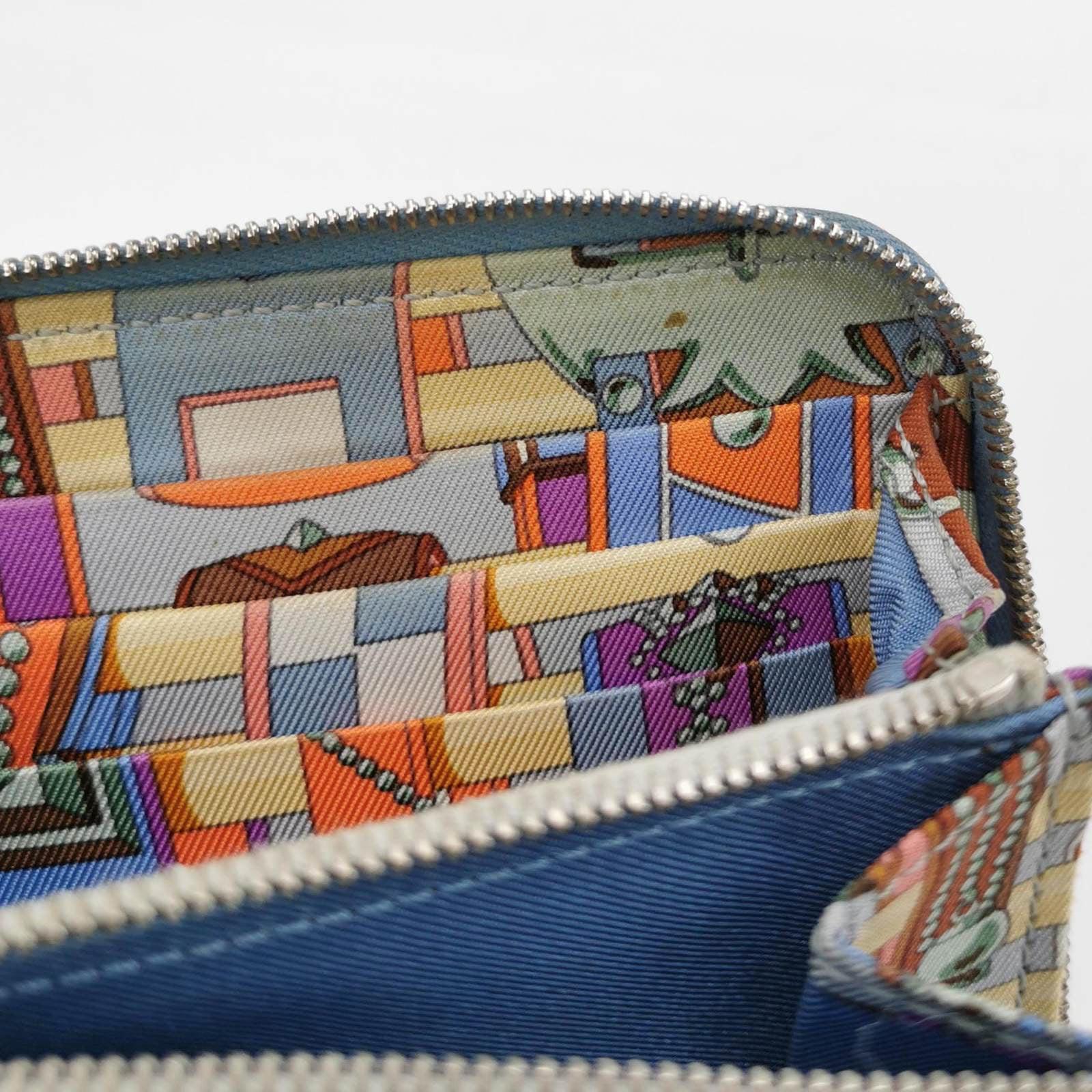 Hermes Silk'in Wallet Small Blue Leather For Sale 7